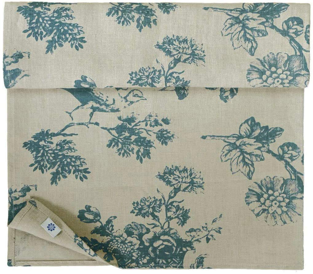 Camino de mesa floral azul para decorar tu comedor rústico con un toque Shabby Chic vintage