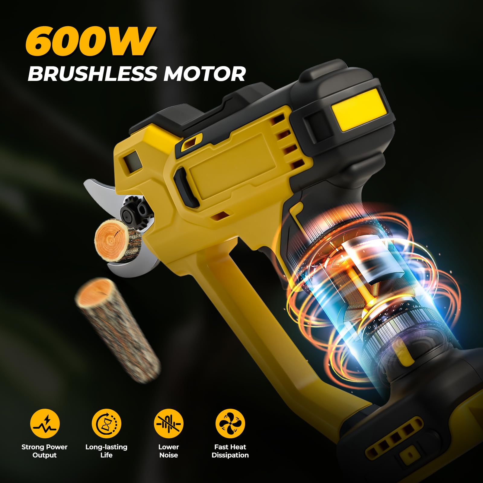 Bezprzewodowe sekatory elektryczne kompatybilne z akumulatorem Dewalt 18 V (bez baterii), 600 W, maks. 35 mm, sekatory ogrodowe do ogrodu, winorośl