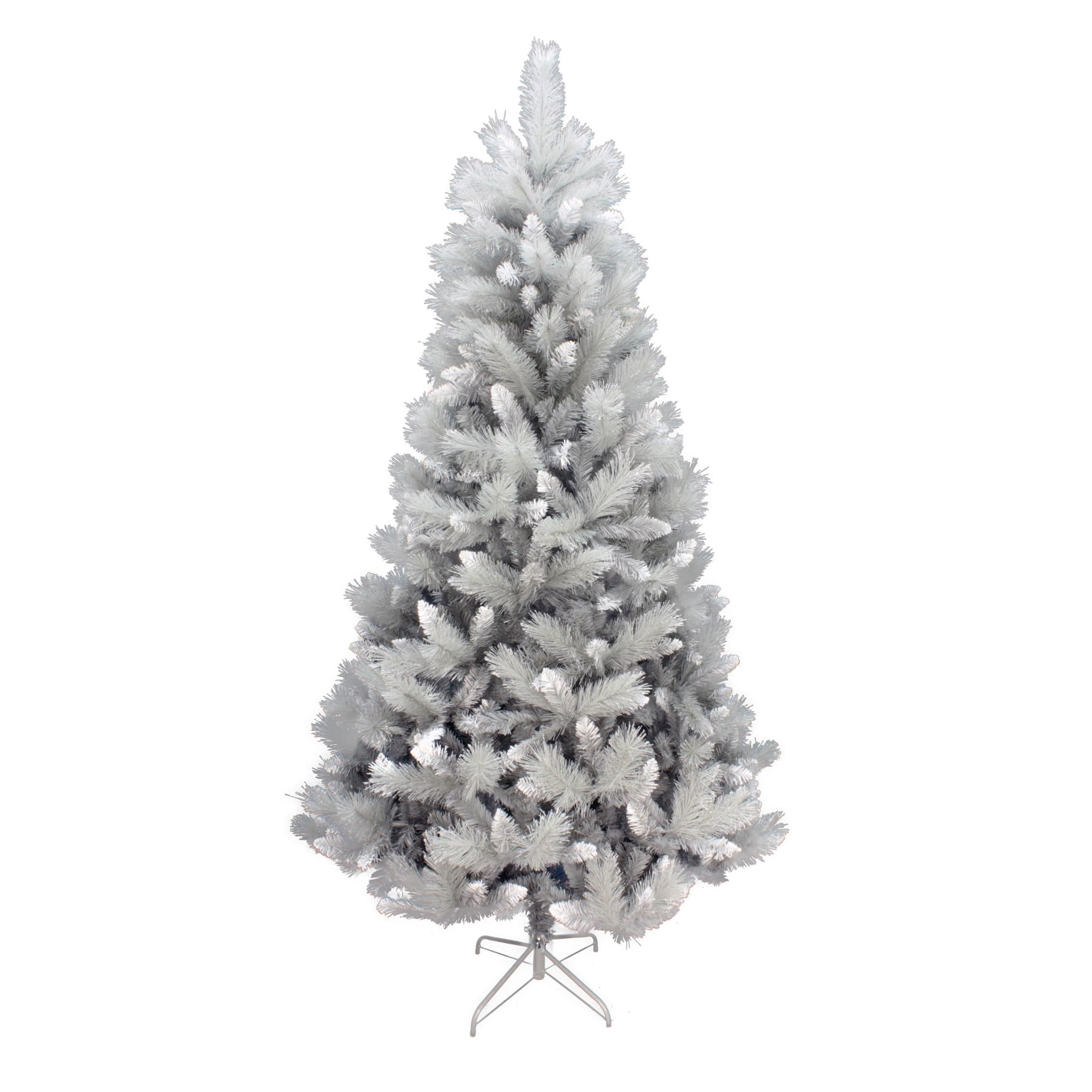 Christmas Tree World Gray/Silver | 7Ft Artificial Unlit Majestic Pine | Bushy And Luxury Quality Pvc Tips | Easy To Assemble And Take Down | 112Cm Diameter