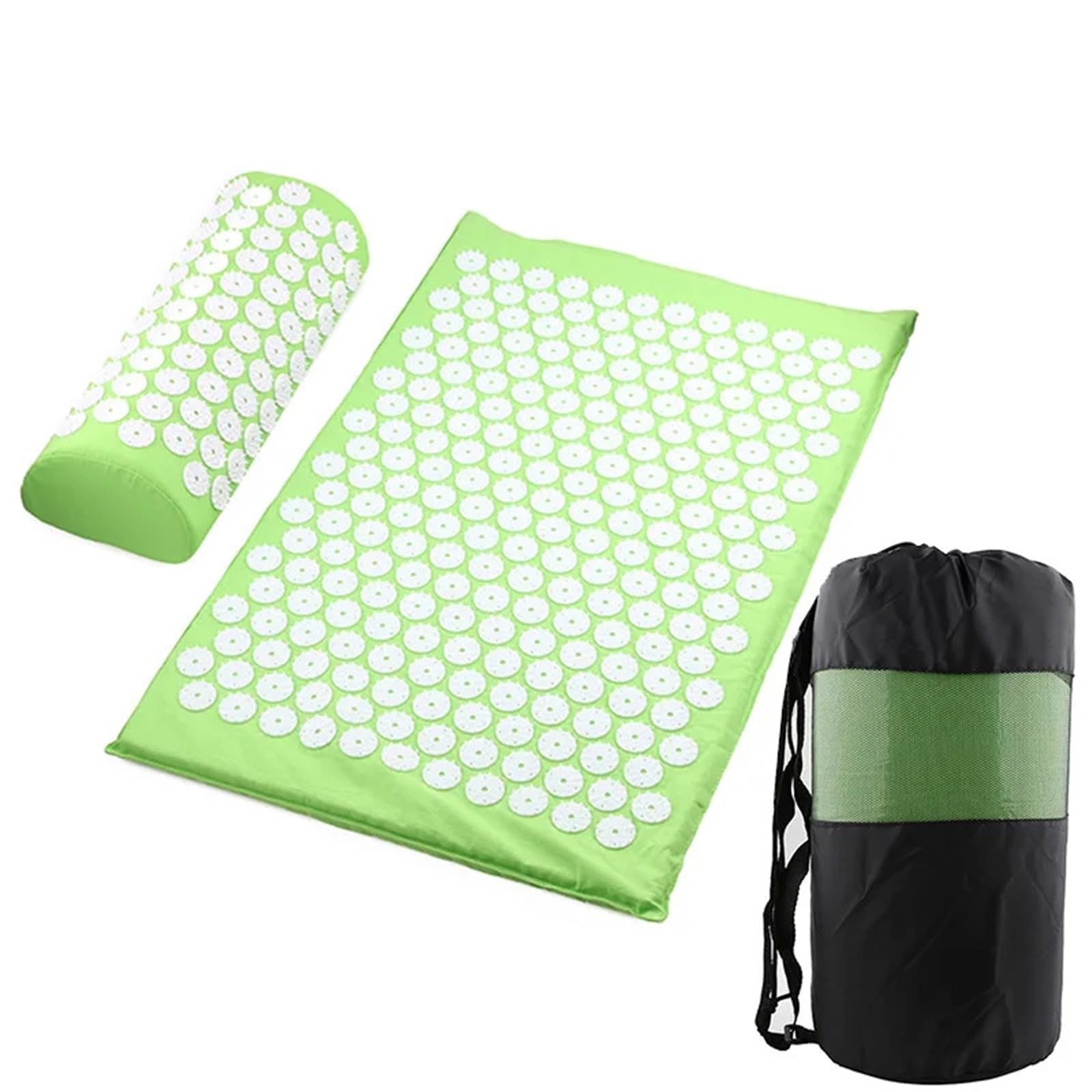Kissenmatte for Yoga-Akupressur-Massage Entspannung für die Füße(Green with pillow)