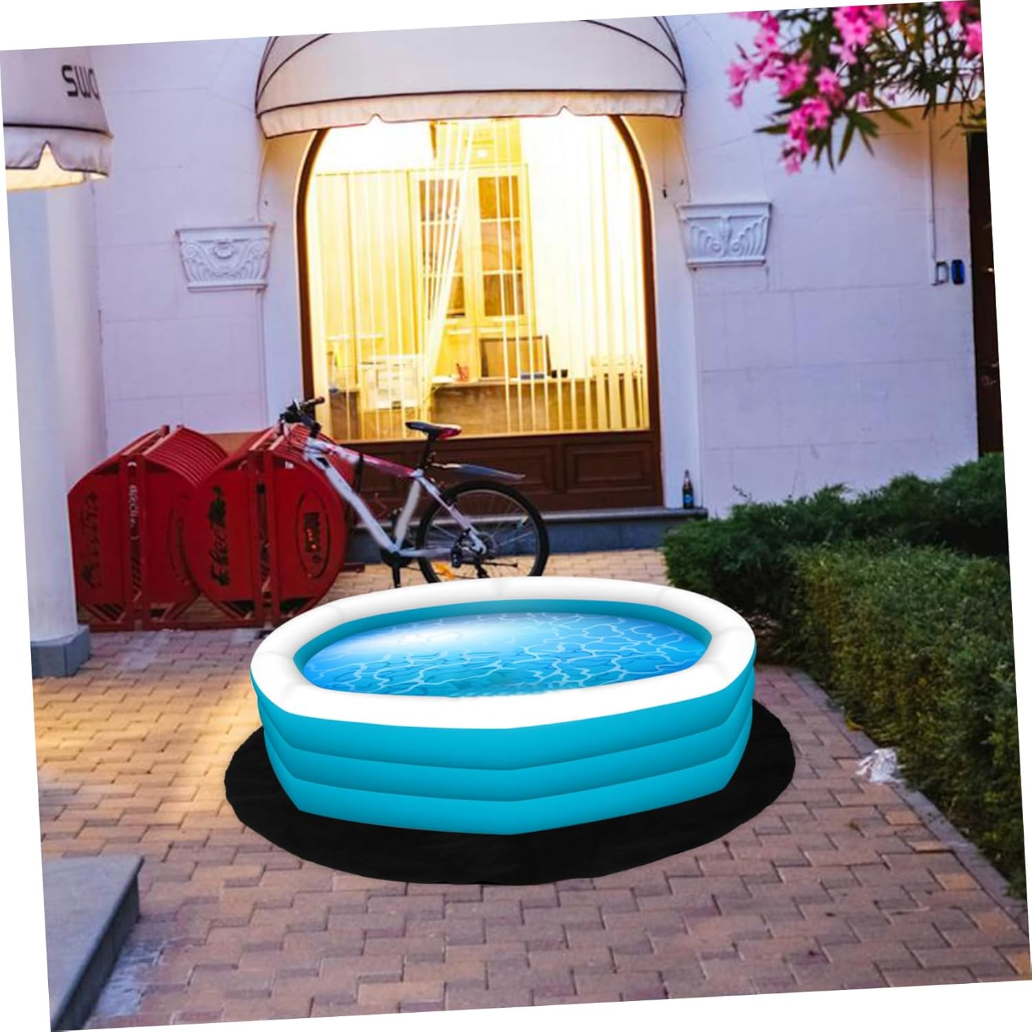 Hot Tub Non- Mat Round Grey Rug for Stability and Comfort Thick Water-Resistant Bottom for Hot Tubs and Pools