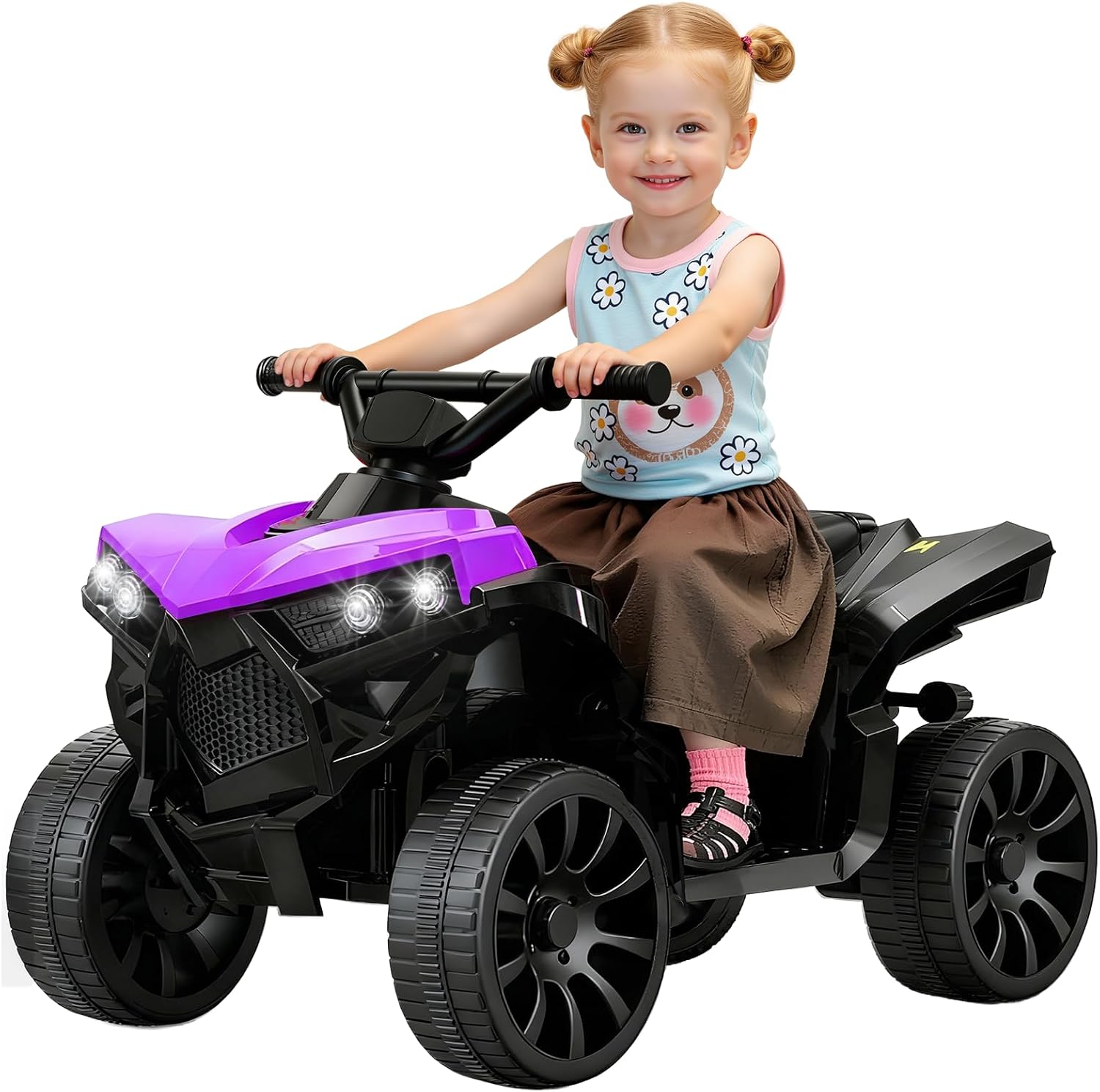 Ride on Toys for Toddlers 1.5-4, Kids ATV with Play Time Up to 70 Minutes, 4 Wheeler Quad Electric Car with Safe 1.8MPH Speed Driving, Quick Install Power Wheel Gift for Girls Boys.