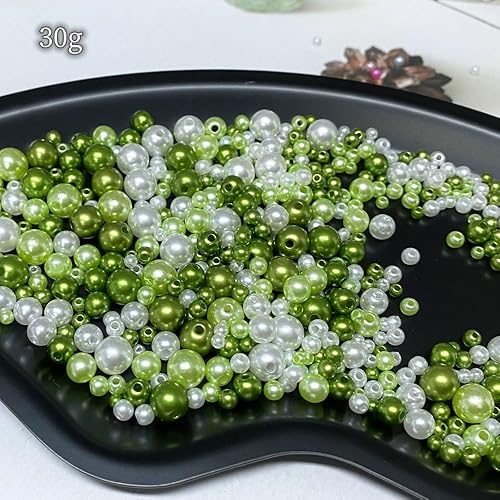 Miniatura 6 de Cuentas de perlas mixtas de 30 a 0.315 in, perlas redondas sueltas de satén, cuentas de plástico para hacer joyas, aretes, pulseras, collares,