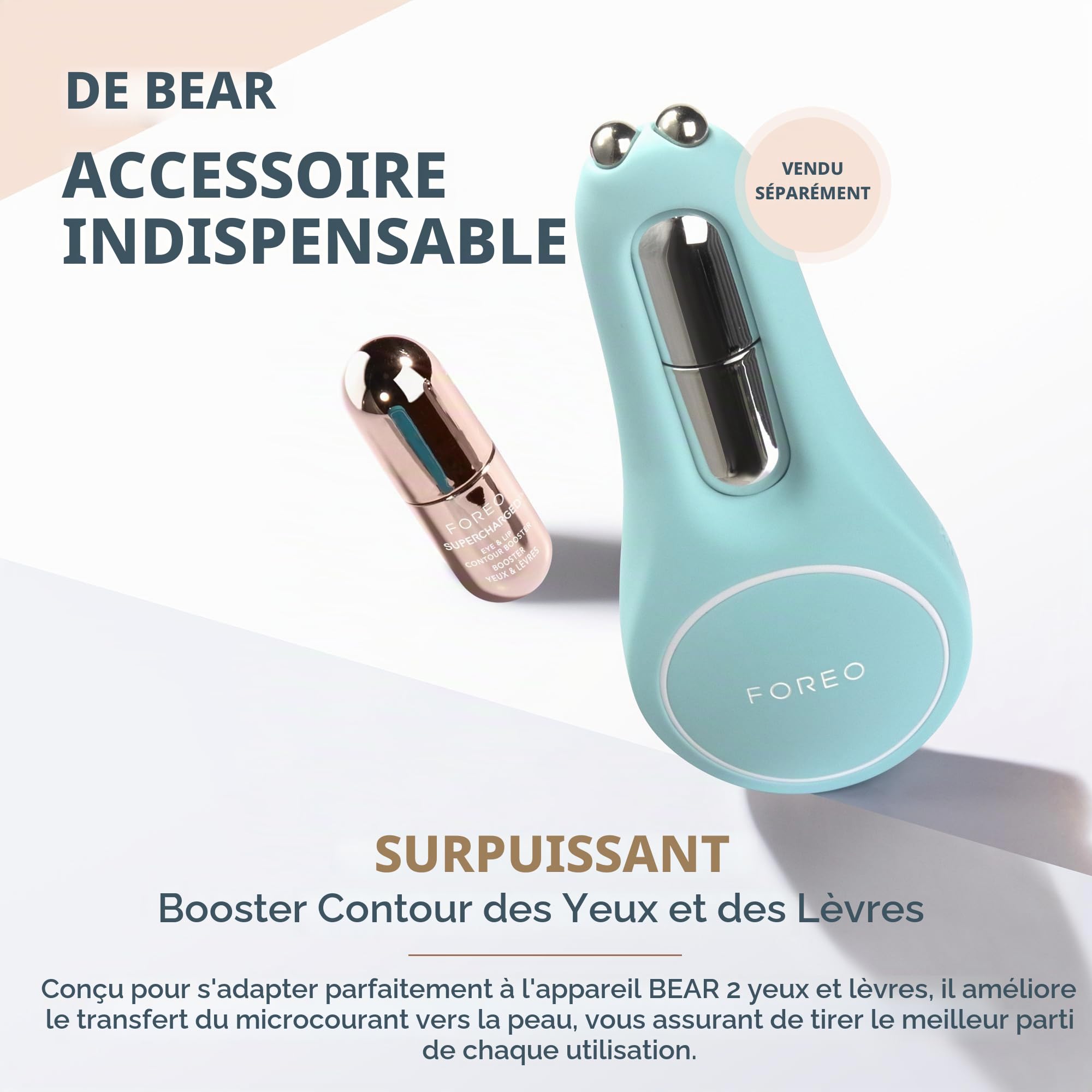 FOREO SUPERCHARGED Eye & Lip Contour Booster ; Gel conducteur ; Sérum à la niacinamide ; Anti;âge ; Repulpant lèvres et contour des yeux antipoches ; Format voyage ; 3 capsules x 3,5 ml
