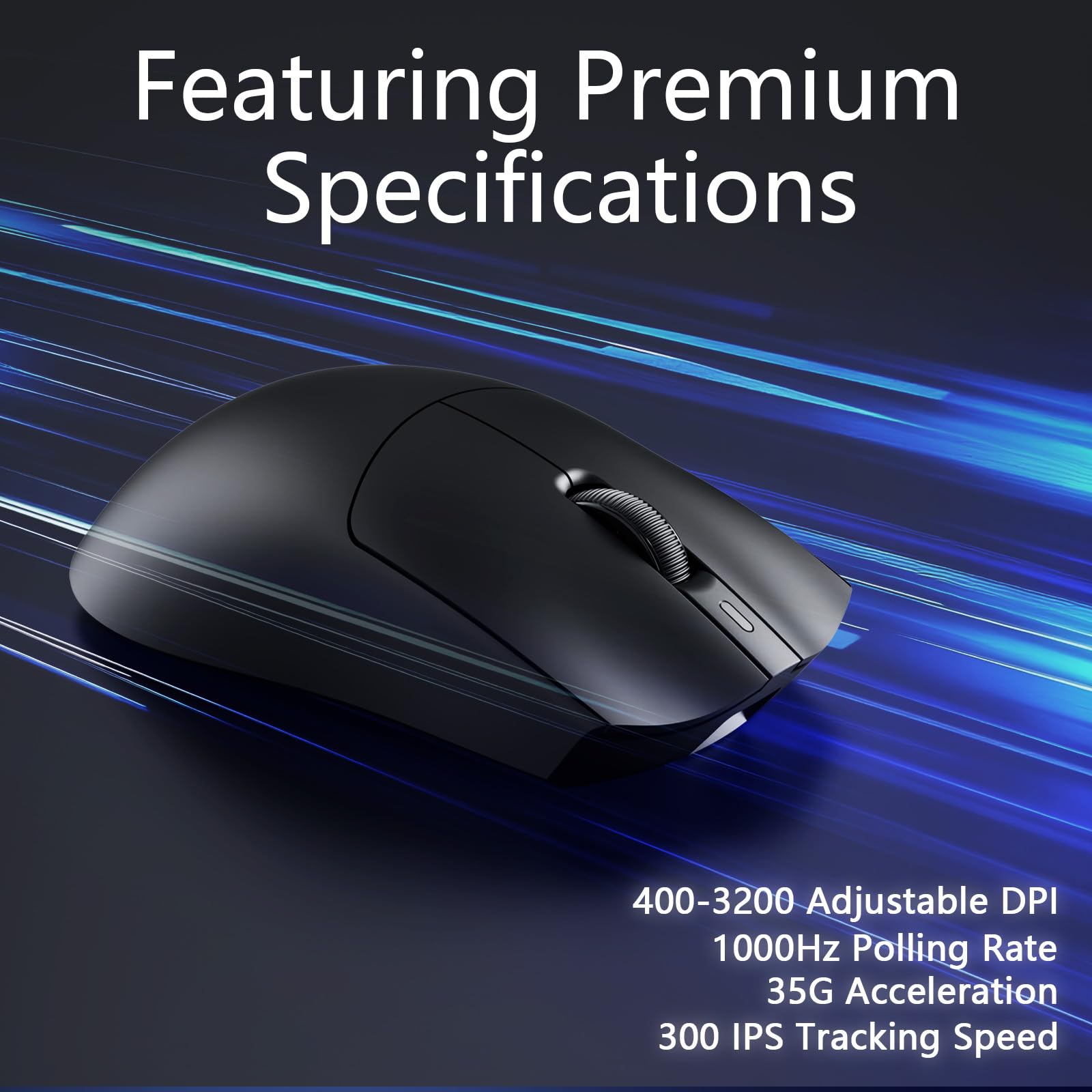 AJAZZ AJ139P V3 Mc Wireless Gaming Mouse, PAW3311 Sensor, 24K DPI, 2.4G/USB-C/BT, 800mAh Battery, Ultra-Light 69g, RGB Magnetic Charging Base, 80 Million Clicks Life, Compatible con PC y Mac, Negro - 5