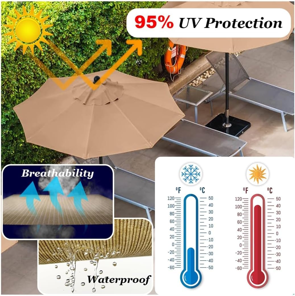 MI-LAN Outdoor Garden 8 Panel Patio Banana Umbrella 3m Parasol Cantilever Led Al