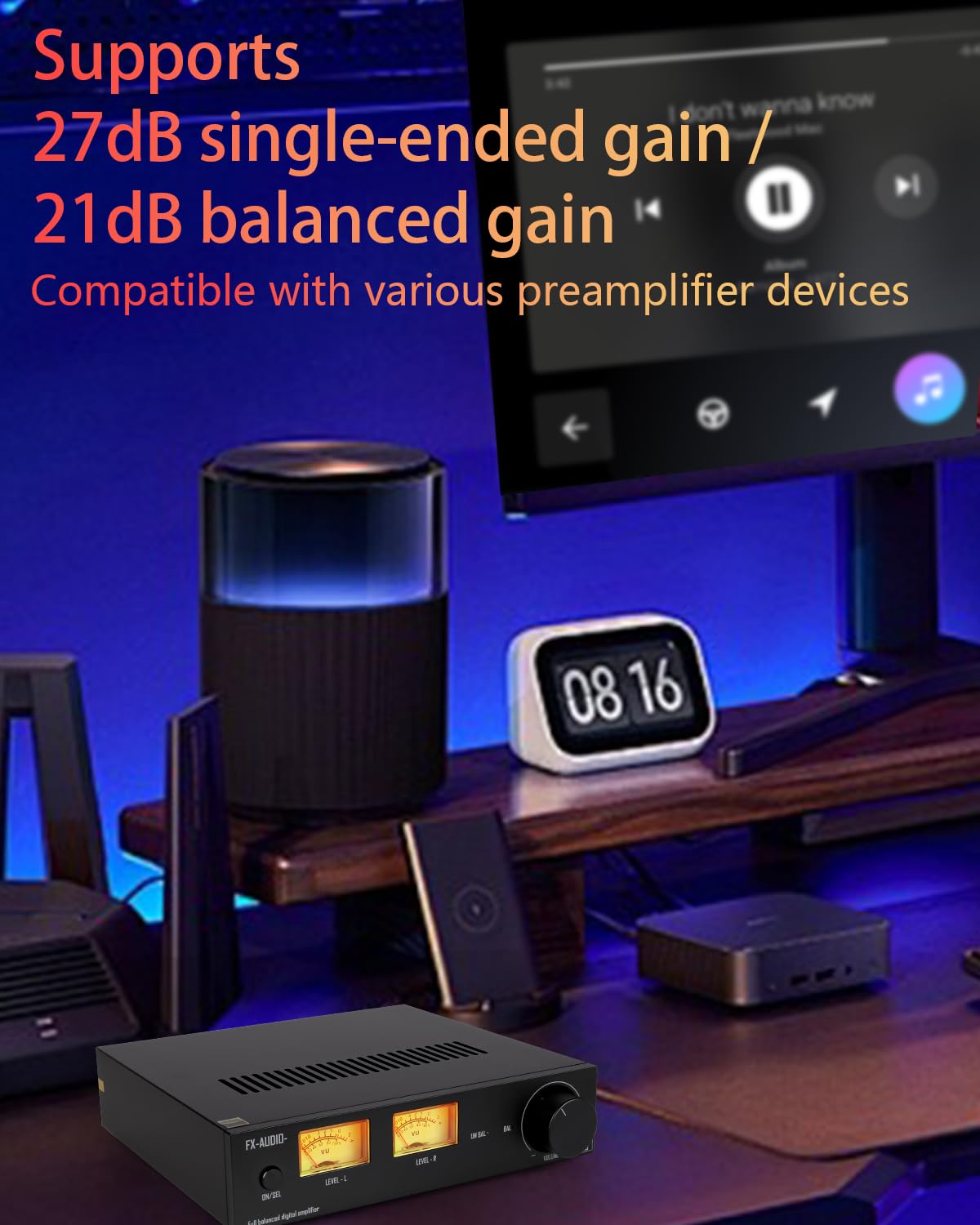 FX-Audio L06 w pełni symetryczny wzmacniacz mocy z miernikiem VU – 500 W + 500 W Dual-TPA3255 wzmacniacz cyfrowy HiFi klasy D stereo do pasywnych głośników 2Ω-8Ω, domowego audio