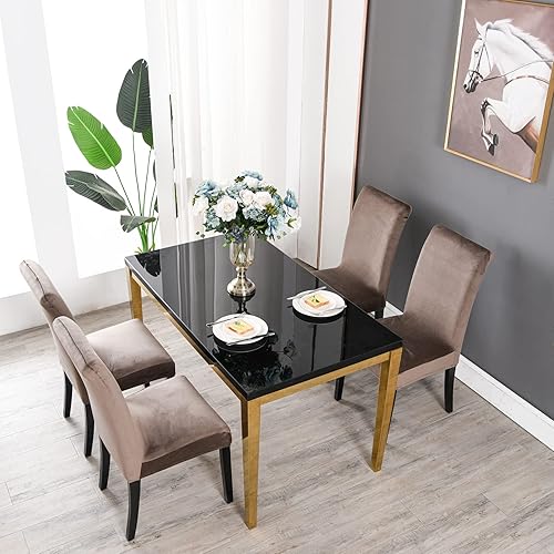 Miniatura 3 de Juego de 2 fundas elásticas de terciopelo para sillas de comedor, 4, 6, 8, fundas elásticas para sillas de comedor, fundas de sillas Parson de color