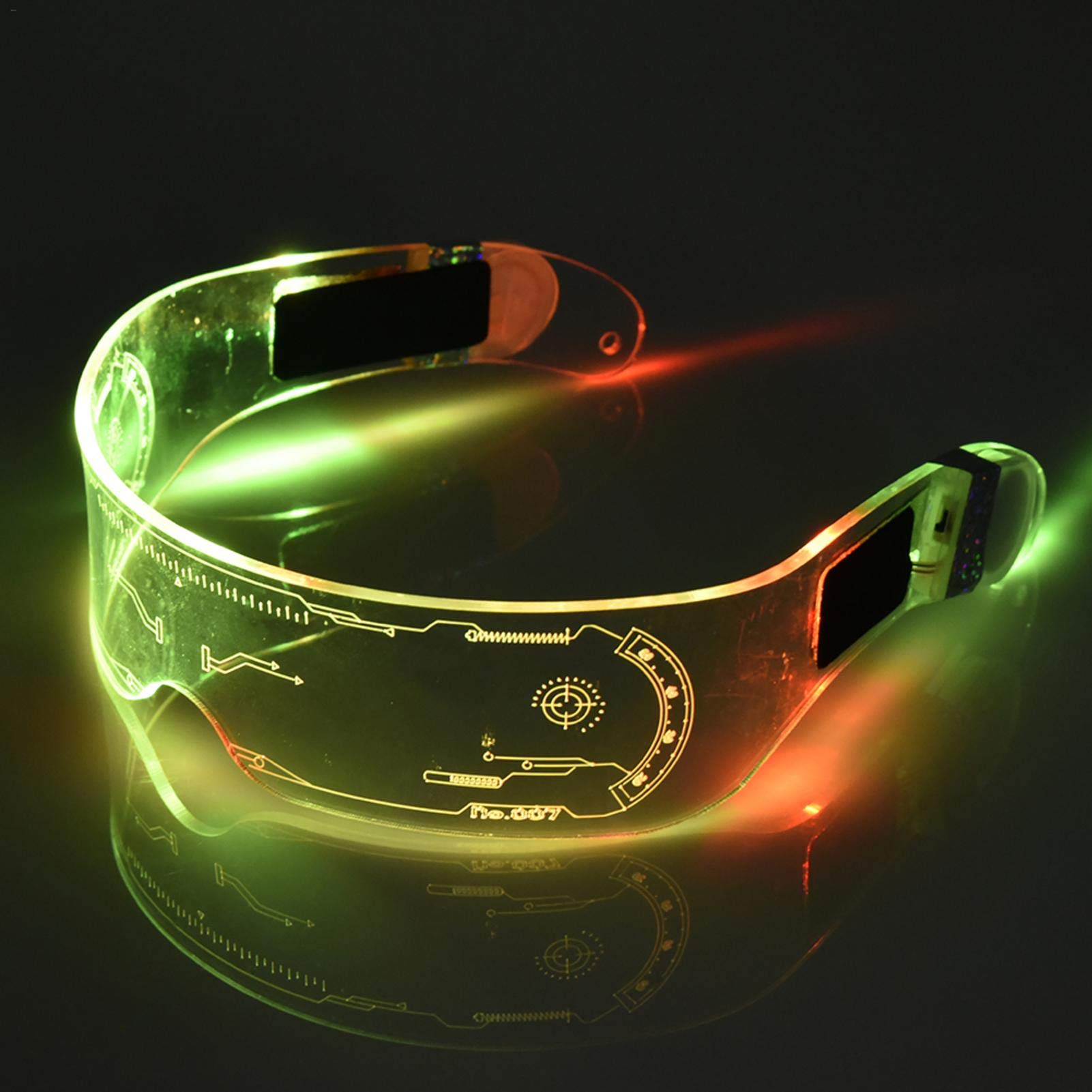 Cyberpunk LED Brille Mit 4er Gesichtstattoo – Leuchtbrille Für Karneval, Halloween & Party