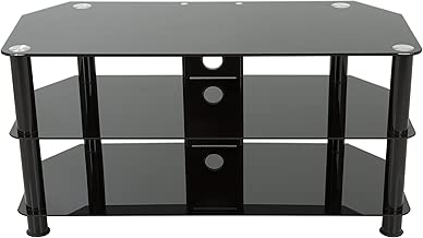 AVF SDC1000CMBB-A TV Stand with Cable Management for Up to 50-Inch TVs, Black Glass, Black Legs - coolthings.us