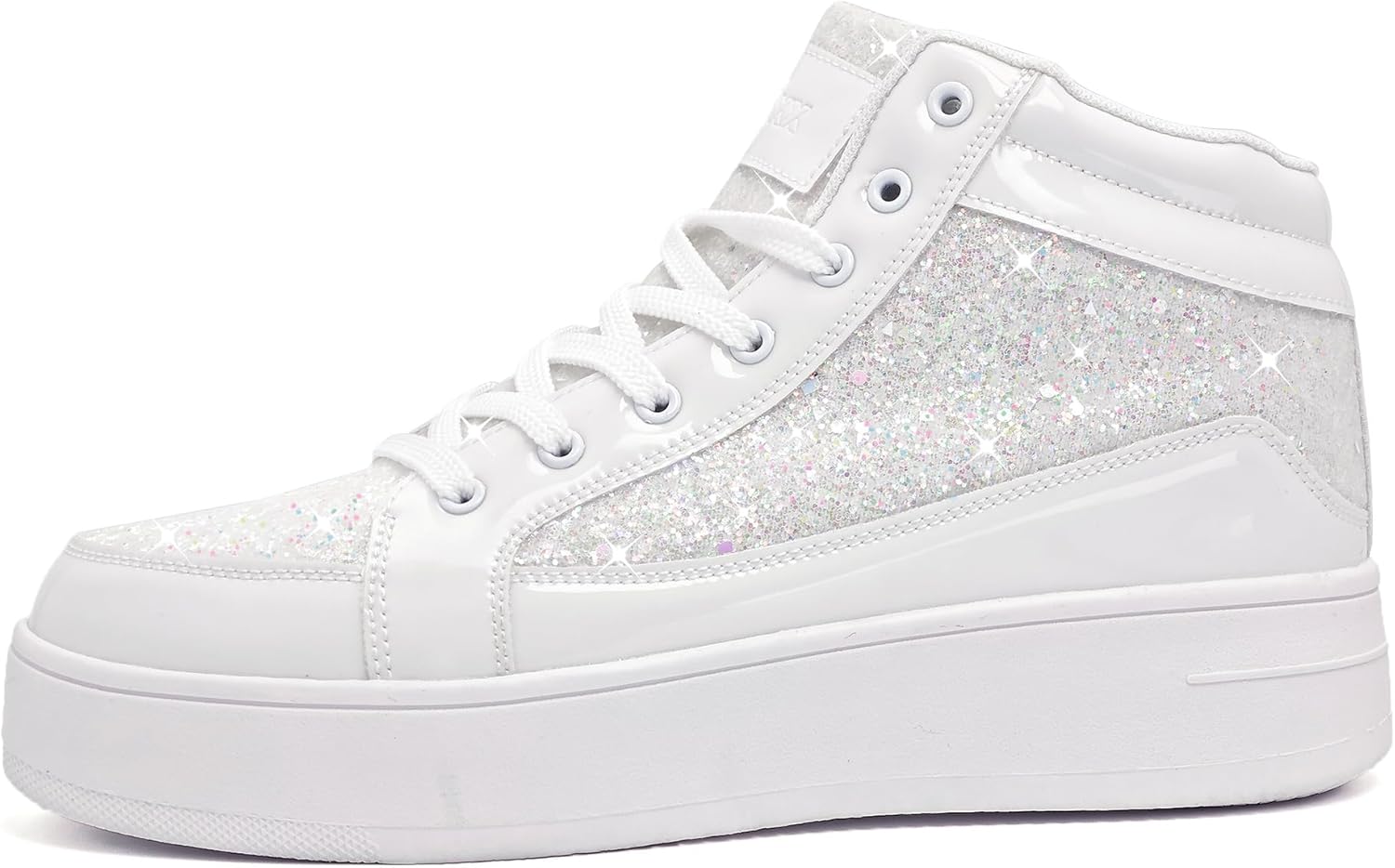 IGxx Womens Platform Glitter Shoes Black High Top Sparkly Sneakers Shiny Fashion Bling Dressy Sequin Metallic Sneakers Disco Wedding Shoes - Image 5