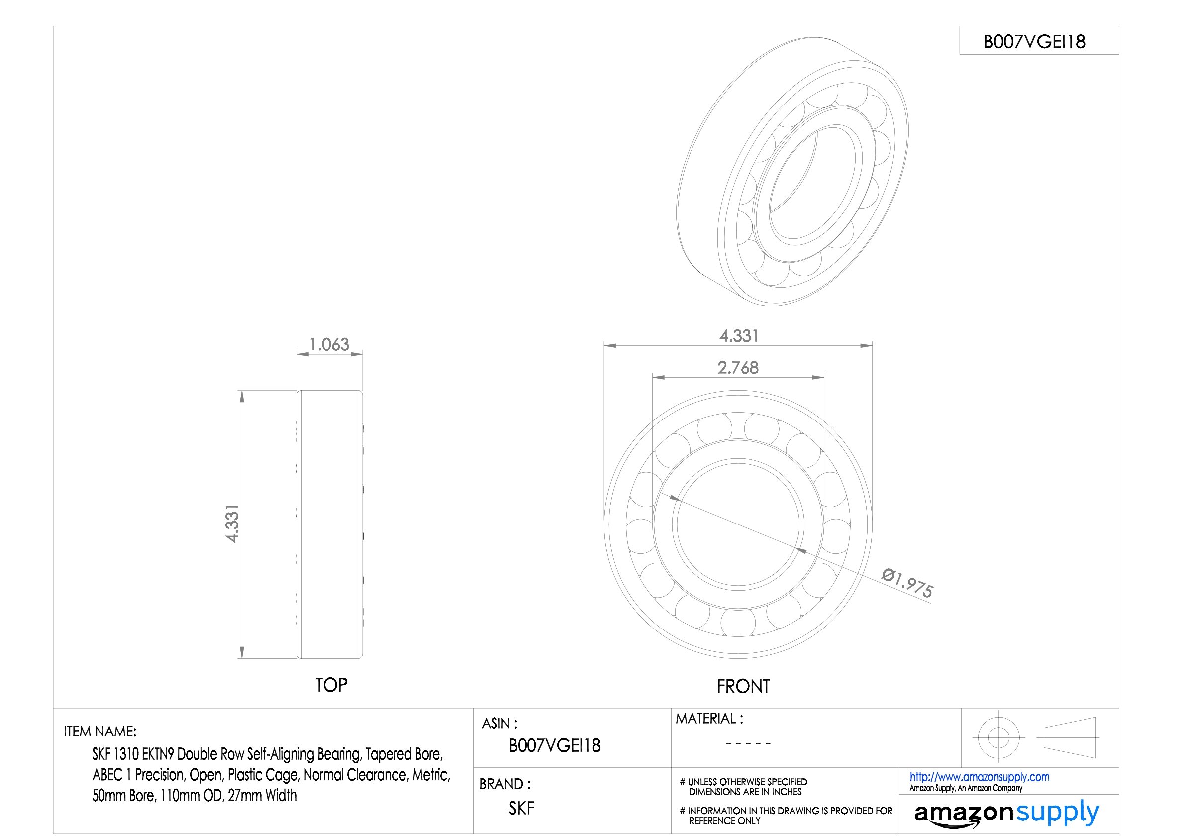 SKF Pendelkugellager 1310 EKTN9 – 50x110x27 Mm, Selbstausrichtend Für Wellen Mit Durchbiegung