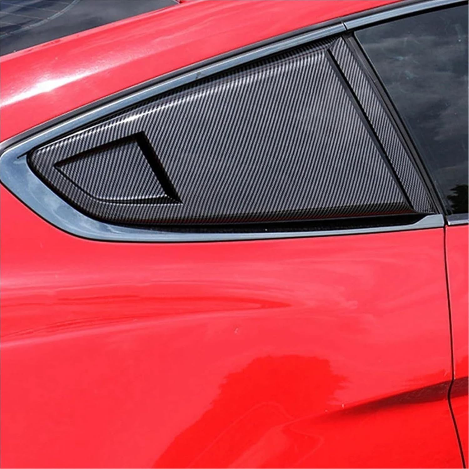 Carbon Fiber Rear Side Vent Quarter Window Louver Shutter Cover Trim Replacement Parts Compatible with 2015-2022 Ford Mustang