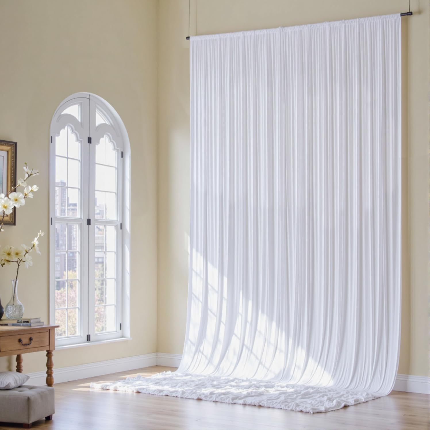 White Backdrop Curtain 16ft x 20ft 4 Panels for Events