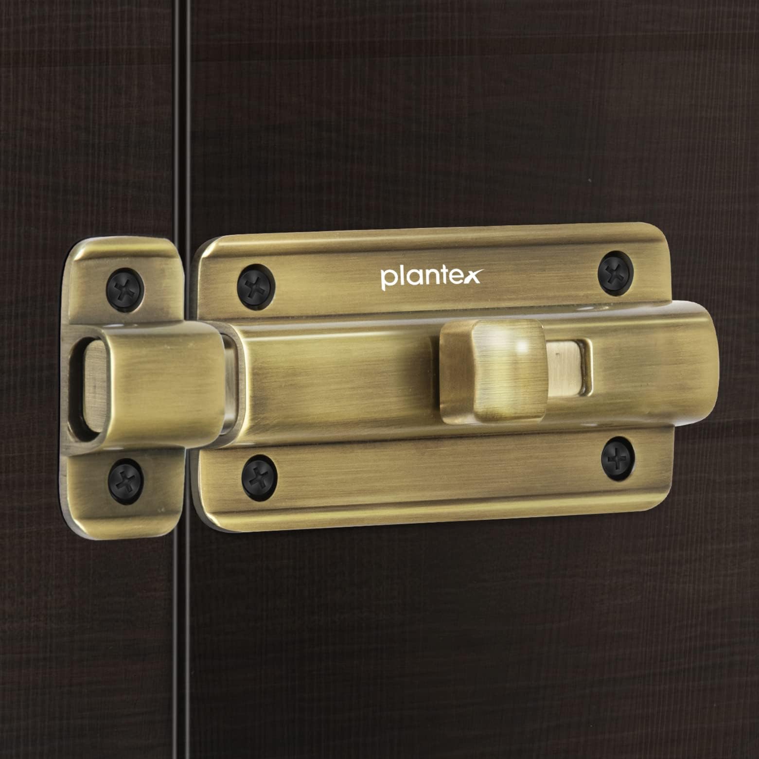 Plantex Premium Heavy Duty Door Stopper/Door Lock Latch for Home and Office Doors/Baby Latch - Pack of 1 (Brass Antique)