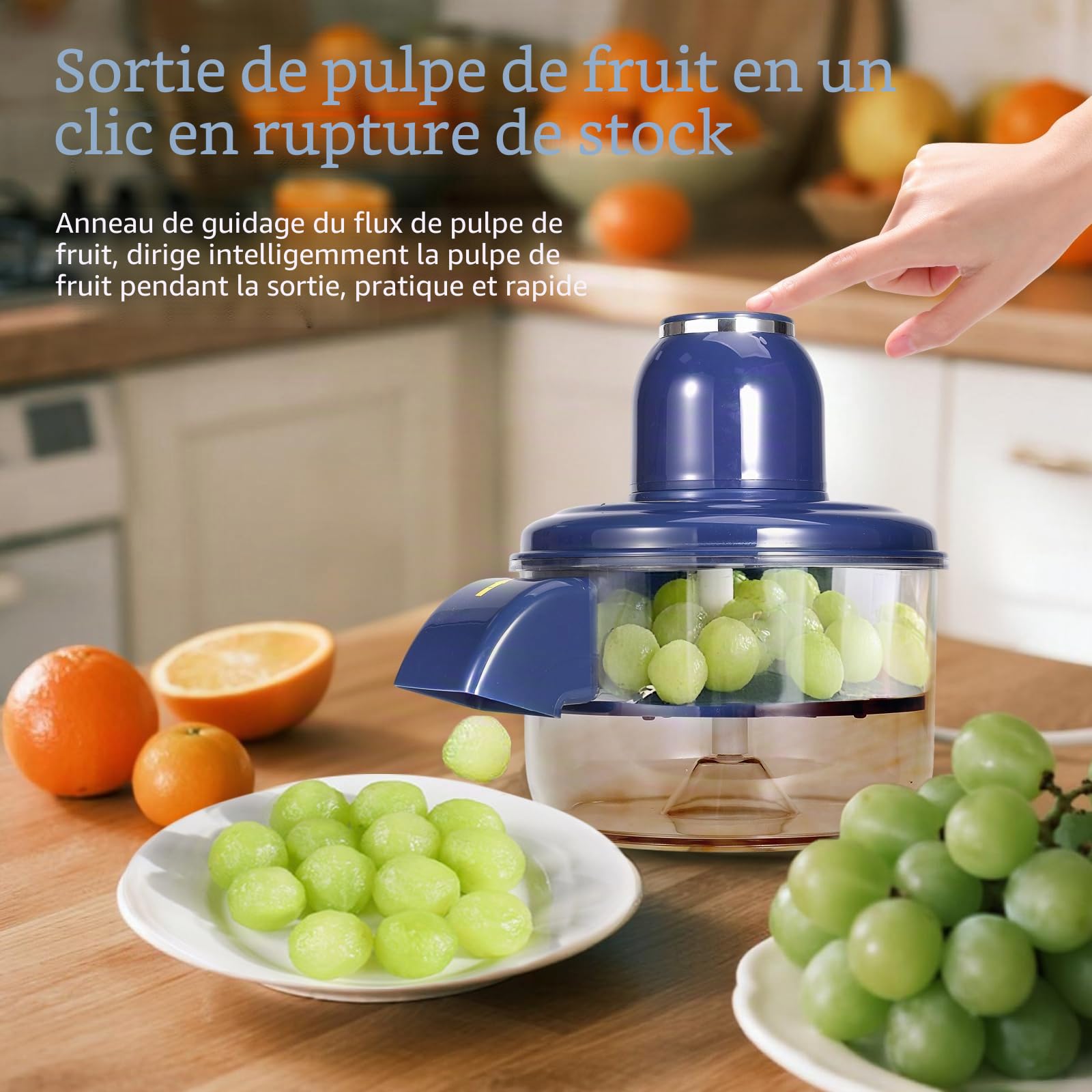 Éplucheur de raisin,électrique portable pour fruits et légumes (Bleu)