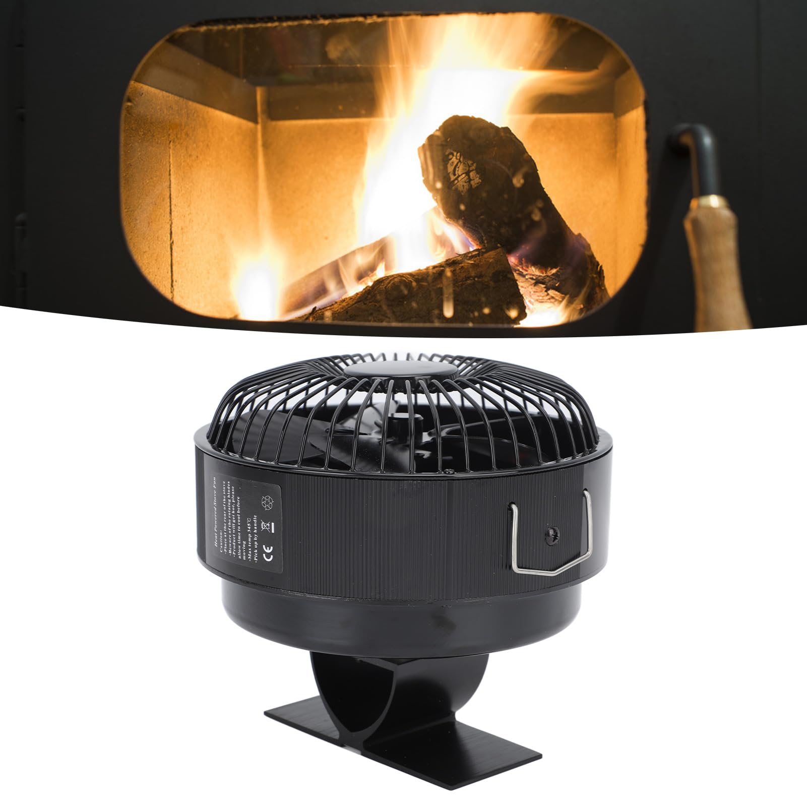 Akozon Ventola per Camino a Calore - Ventola in Legno in Legno Lega di Alluminio per Riscaldamento Efficiente della Stanza, Funzionamento a Basso Rumore, Design Act Uso Interno Ed Esterno