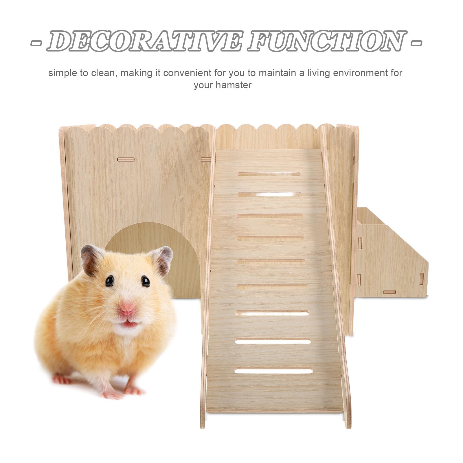 Casa de Madera para Hámster y Cobayas con Comedero de Heno Integrado Refugio Seguro y Accesible para Pequeños Roedores Diseño Compacto para Jaulas y Espacios de Estructura Fácil