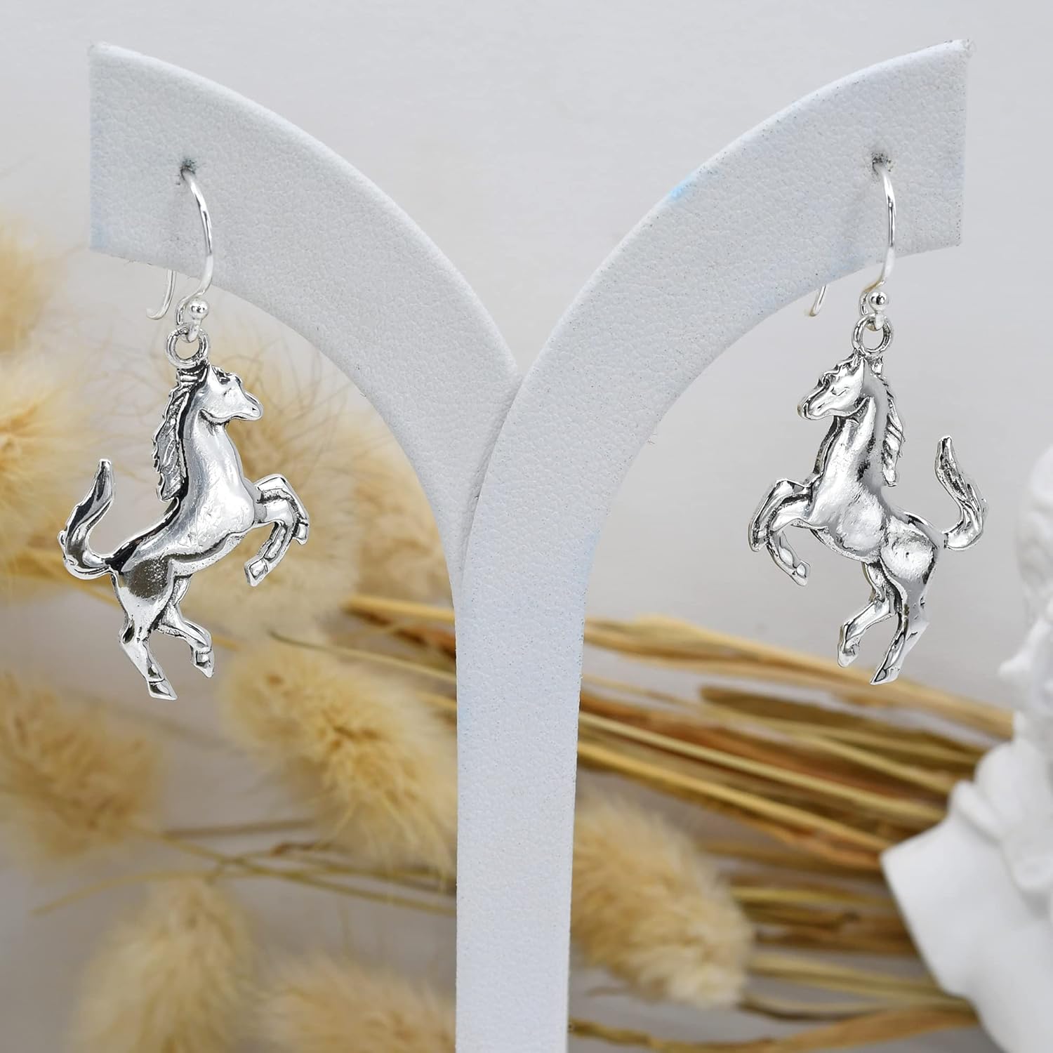 AeraVida Prancing Equine Horse Sterling Silver Dangle Earrings | Animal Earrings Unisex | Gift for Birthday, Anniversary - Image 2