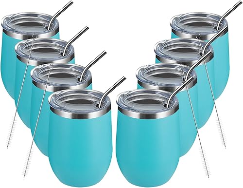 Miniatura 1 de Meway - Vaso de vino con tapa de 12 onzas sin tallo doble pared al vacío de acero inoxidable para viajes mantiene el frío y el calor para vino café