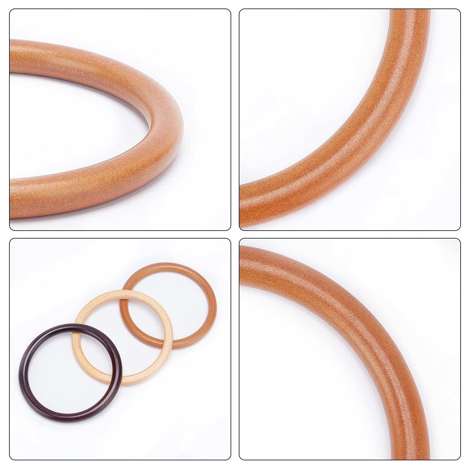 PH PandaHall 6 piezas Asas de Madera para Bolsos 3 Colores Planas Redondas Asa de Monedero Asas de Repuesto para Bolsos de Mujer Fabricación de Bolsos Bolsos de Ganchillo Bolso de Playa Macramé Bolsos