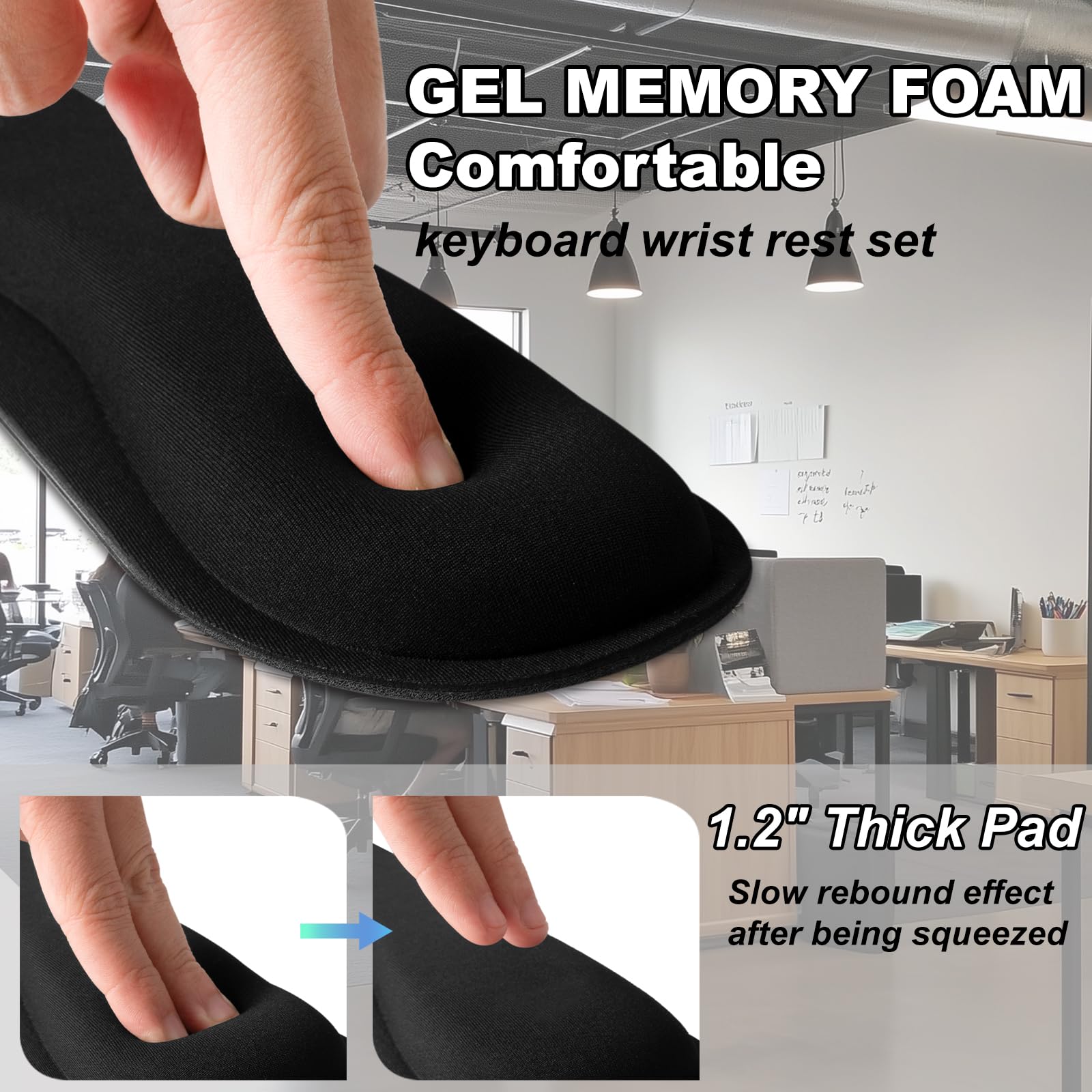 Keyboard Wrist Rest Pad, Memory Foam Set Wrist Cushion Support for Easy Typing & Pain Relief, Mouse Wrist Pad, Anti-Slip Wrist Support for Gaming, Computer, Laptop, (Forest Green)