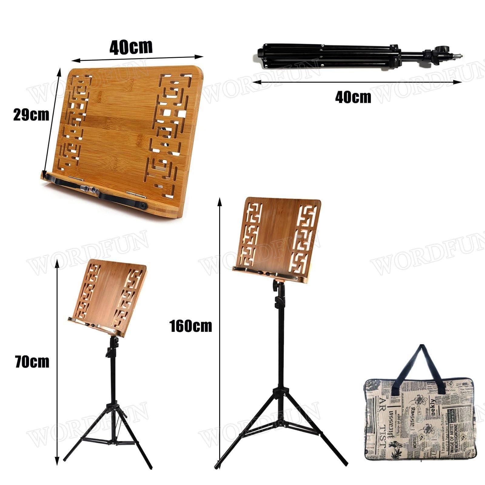 Pupitre Partition En Bambou - Support Réglable Pour Guitare, Violon - 40x29 Cm - Pour Musique, Restaurant, église