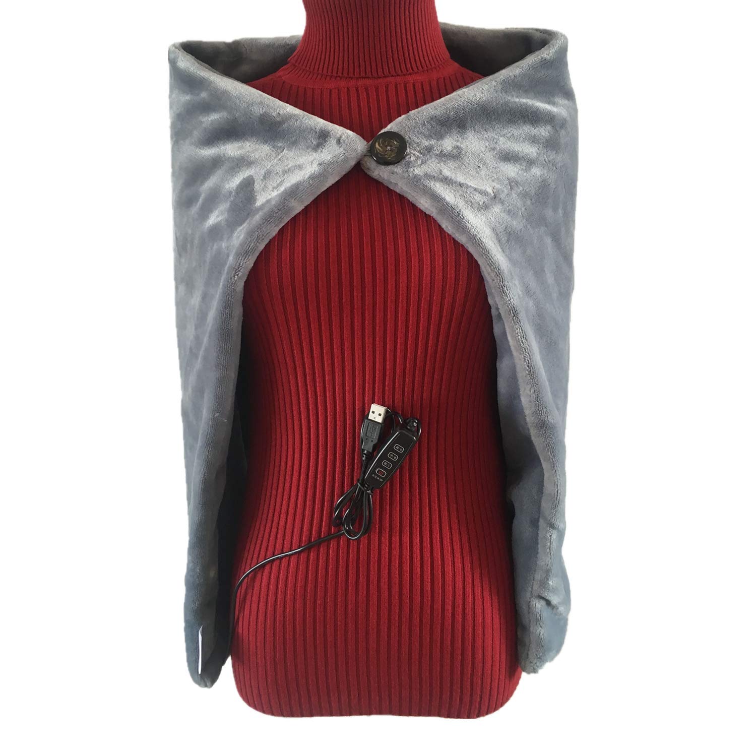 CEBUY USB Electric Blanket, Heated Shawl Throws 5V/2A-3 Heating Levels & 3 Hours Auto Off Scarf Neck Shoulder Blanket (Grey)