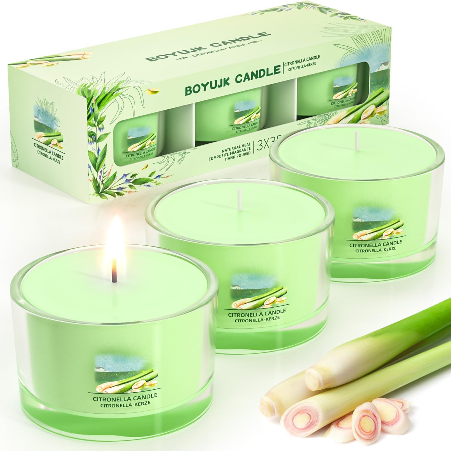 Citronella Candle, BOYUJK Citronella Candle Outdoor with 3040 Hours of