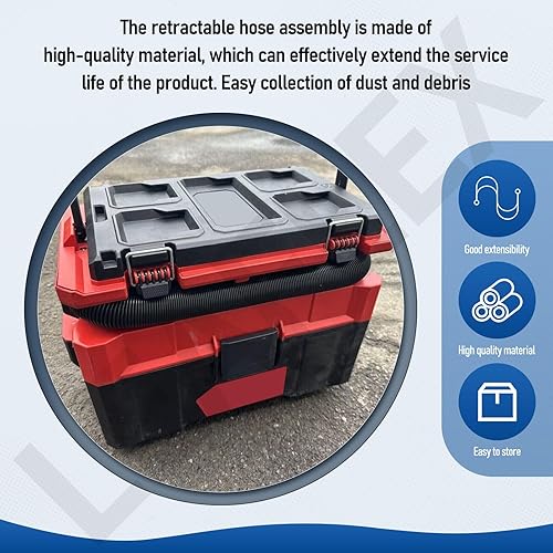 Miniatura 7 de 14-37-0105 Manguera de vacío para aspiradora Milwaukee M18 Packout 0970-20 0880-20, compatible con manguera de aspiradora de 18 V y 2.5 galones en