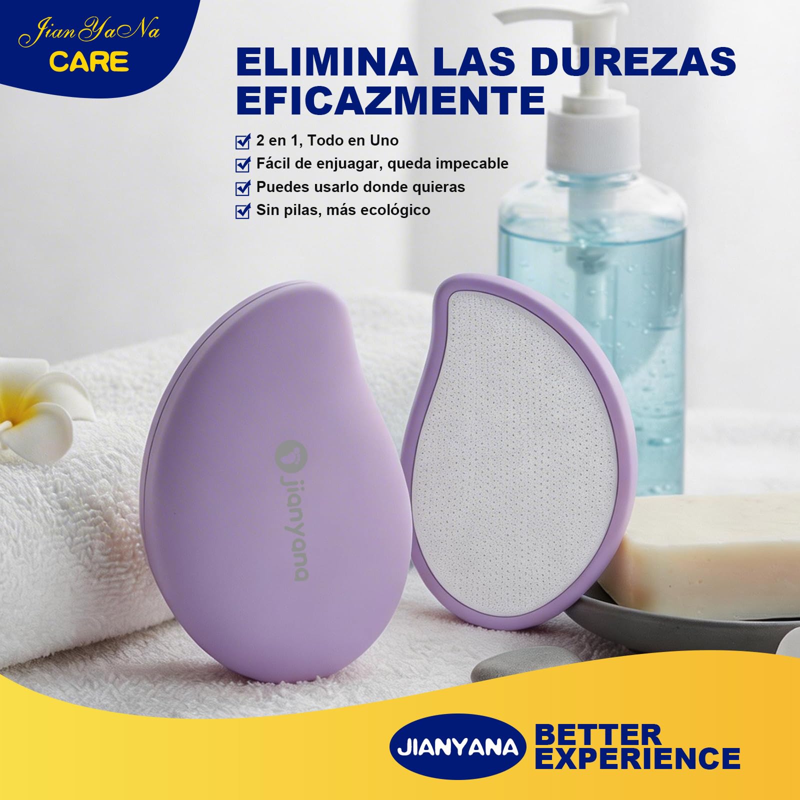 Jianyana Pedicura, 2 In 1 Lima Pies Lima De Pies y Removedor de Callos de Nanovidrio piedra pomez para pies Durezas Profesional Pedicura Manual En Casa (Púrpura)