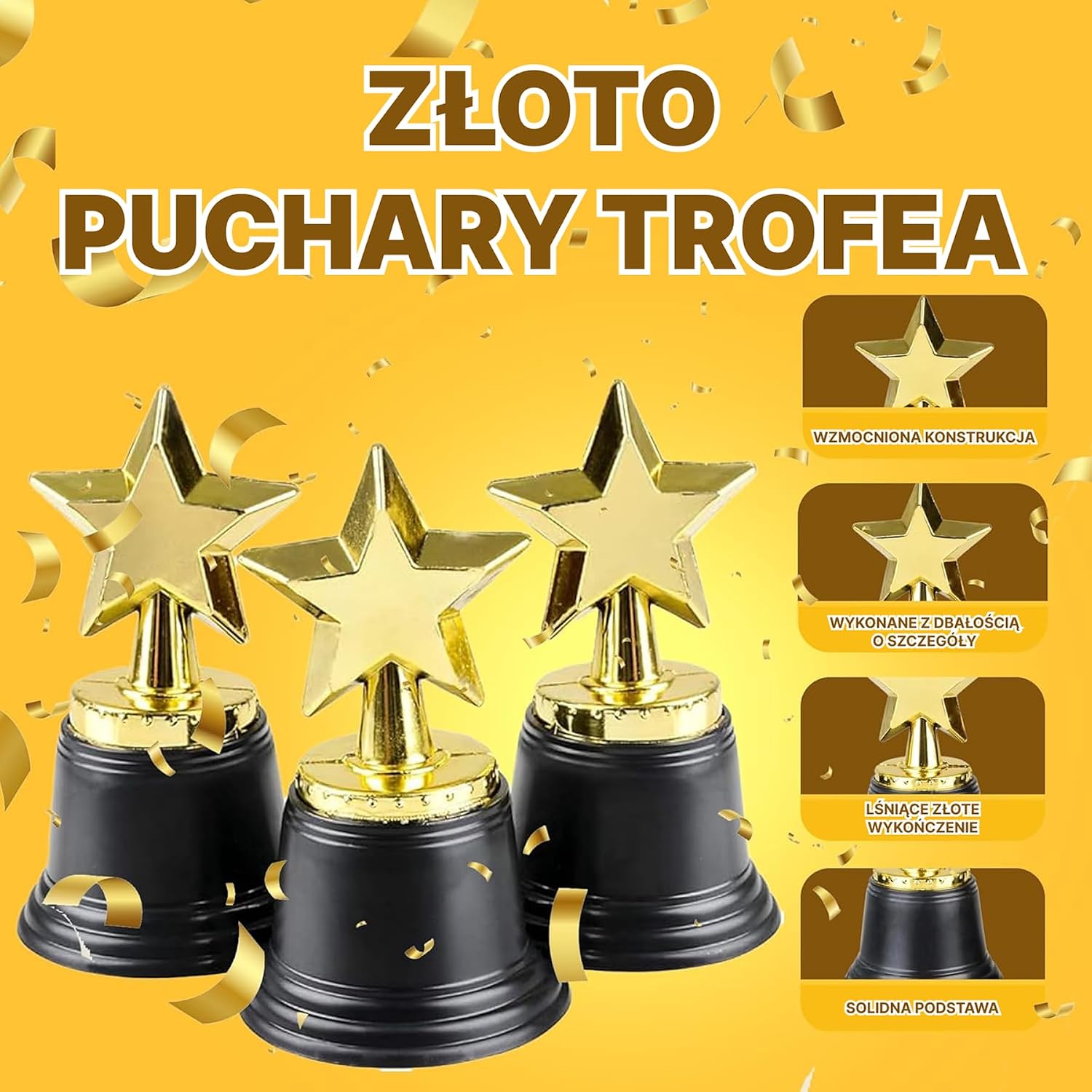 Награда «Bedwina Star Trophy» — набор из 12 шт., золотые трофеи высотой 11,4 см для детей и взрослых, для соревнований, спортивных мероприятий, украшения торжеств, подарков учителям и гостям