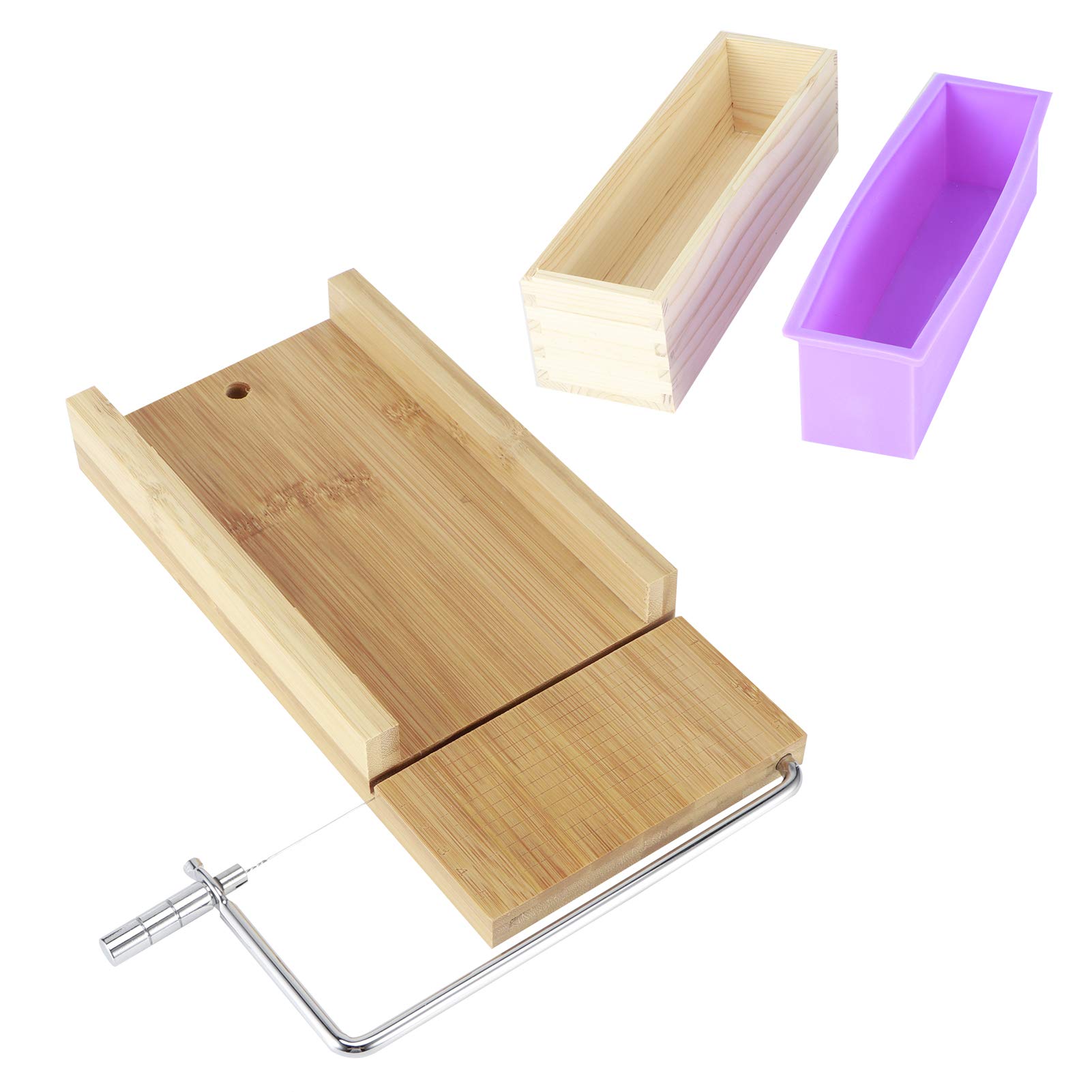 Stampo per sapone fai da te, regolabile, in legno di bambù resistente e silicone, per saponi e torte fatti a mano (#2)