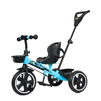 Luusa® TFT RX-500 Kids Tricycle with Parental Control, Seat and seat Belt for Age Group 2+ Years Carrying Capacity Upto 25-KGS Proudly Made in India (ICE-Blue)