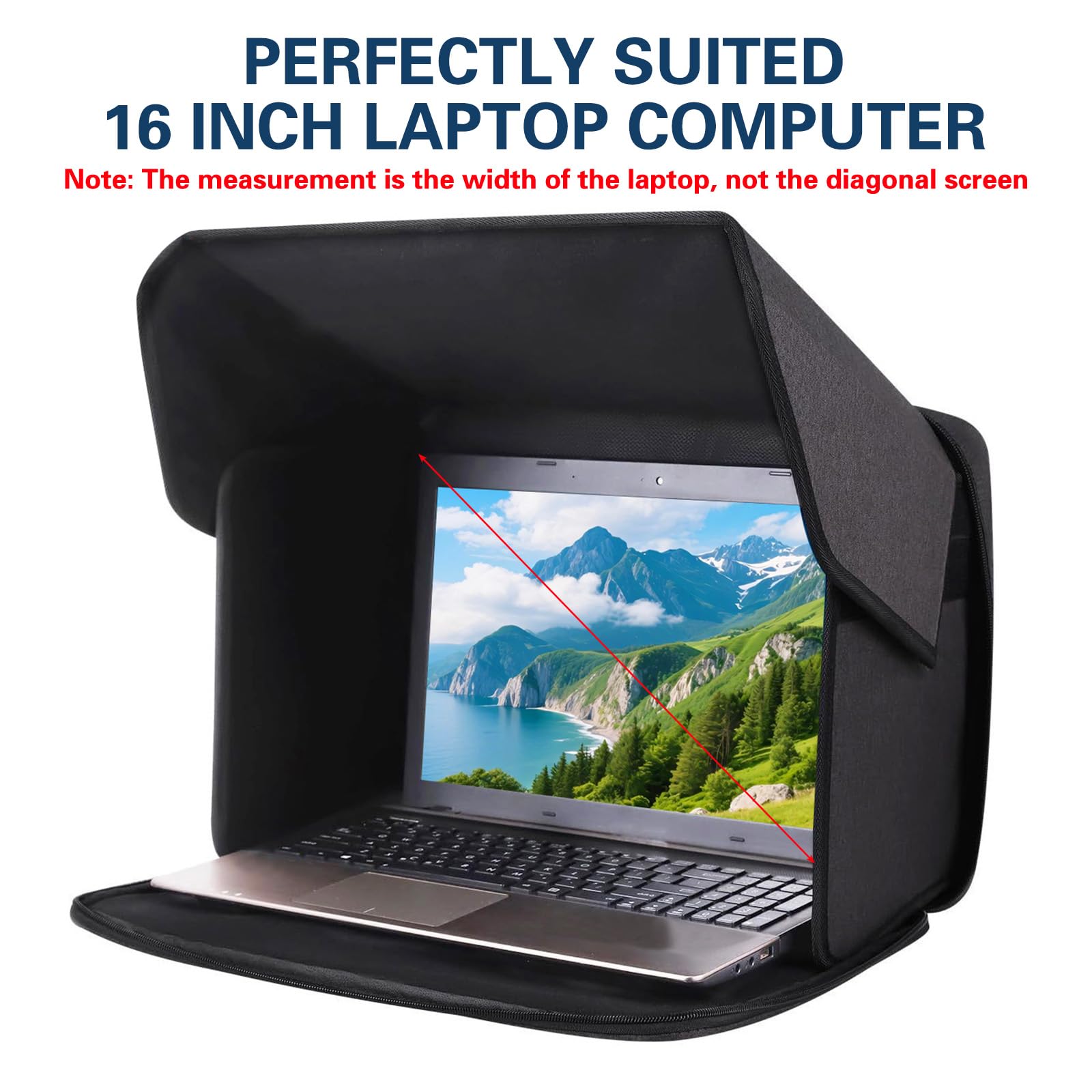 Housse Anti-Soleil 2 en 1 Pliable Compatible Ordinateur Portable 16 Pouces Imperméable