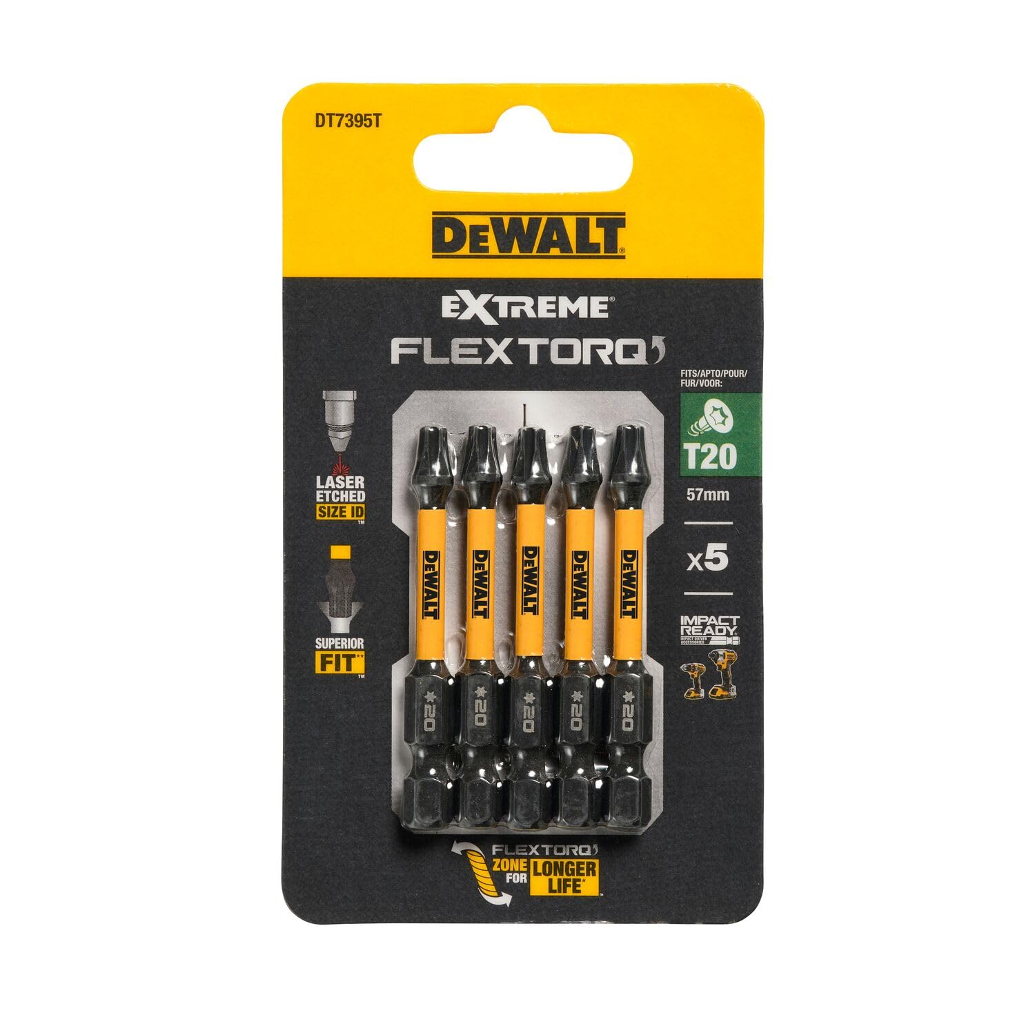DEWALT DT7395T-QZ - 5 Inserti per avvitatori impact torsion extreme t20 x 50mm