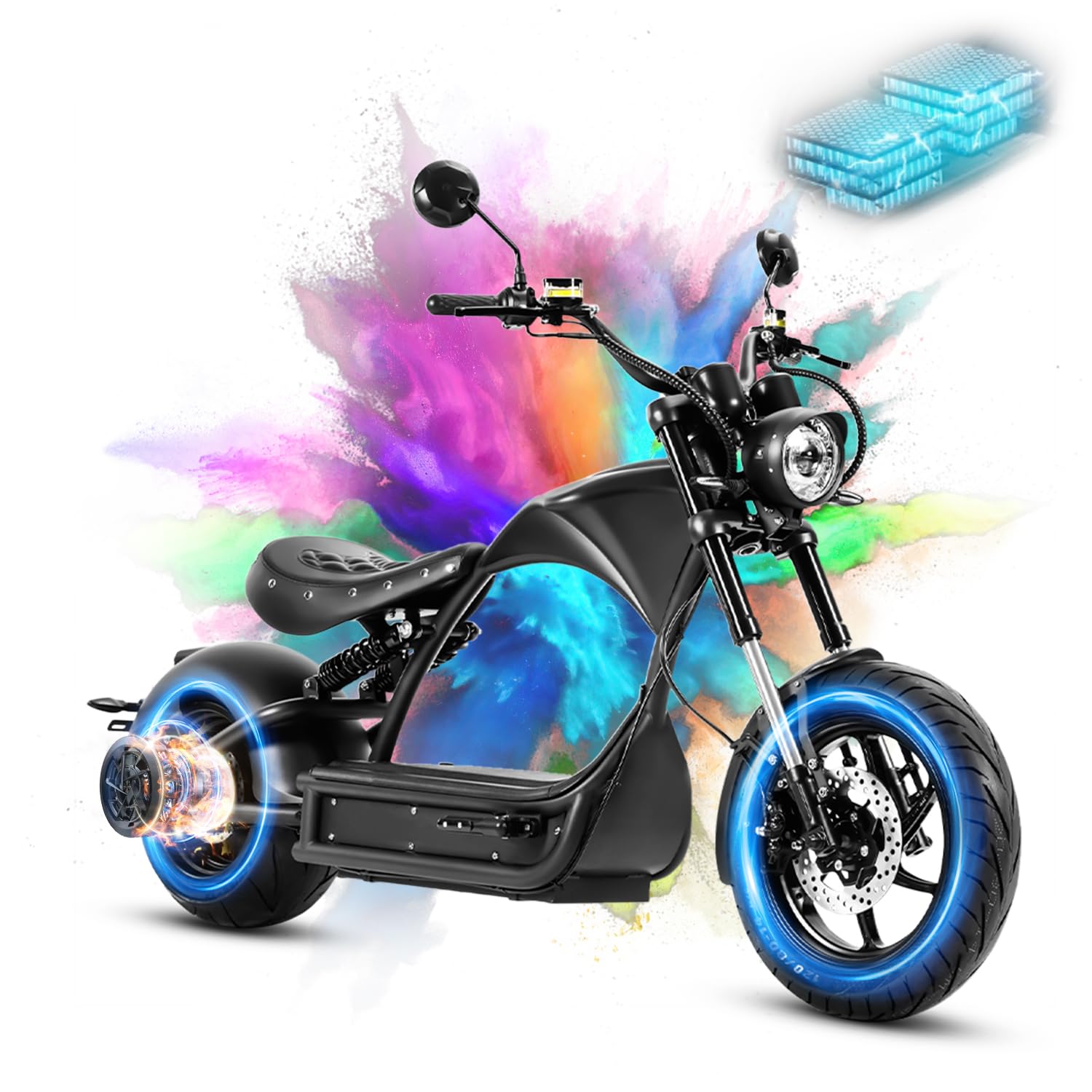 Eahora M1P Pro 4000W 50MPH Electric Motorcycle 60V 42AH Battery Long Range 55Miles 2 Persons Electric Motorcycle for Adults Full Suspension Dual