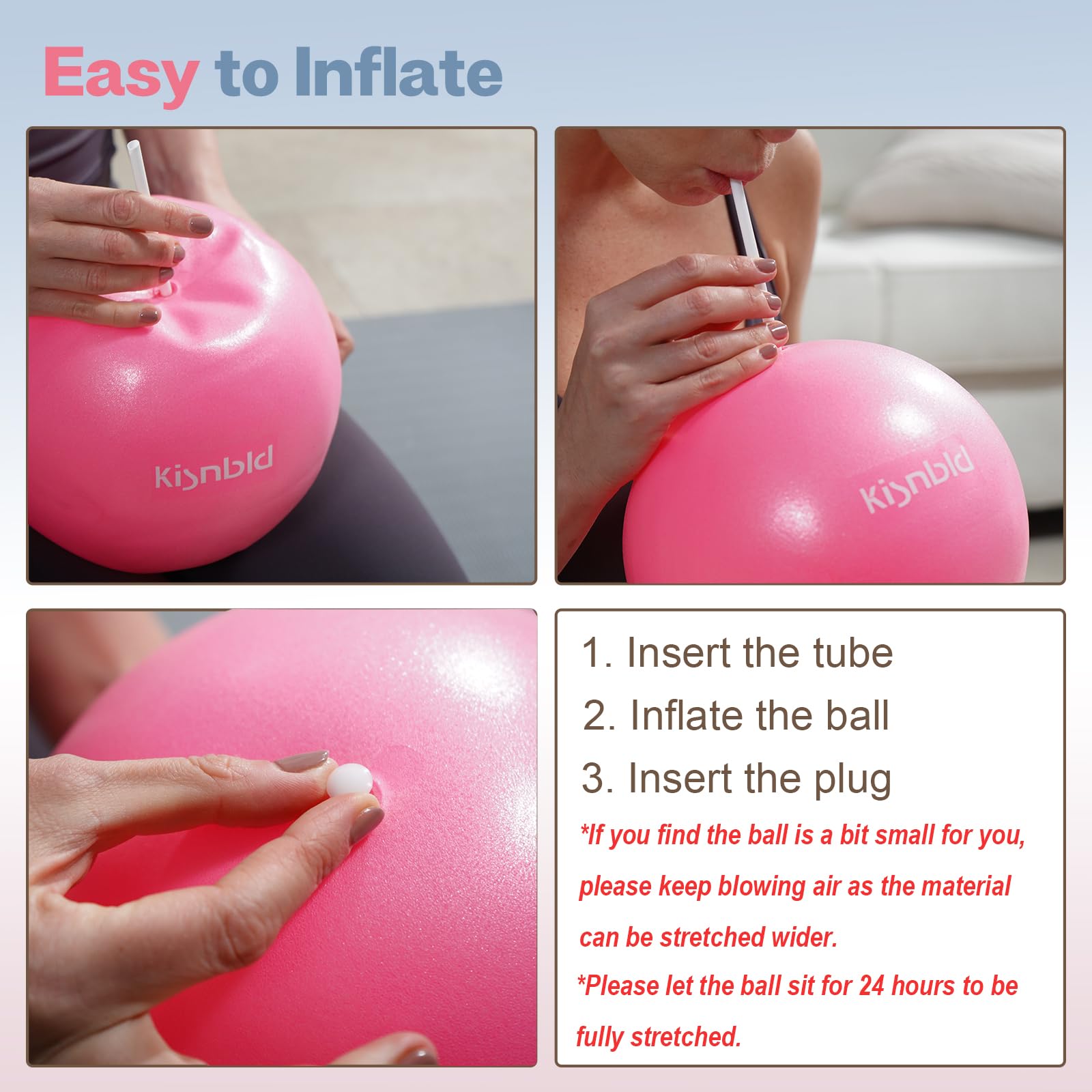 kisnbld Piccolo pallone da 22,9 cm, mini pallone da Pilates, anti-scoppio e antiscivolo per stabilità, fitness, fisioterapia, stretching e sollevamento del tronco alla
