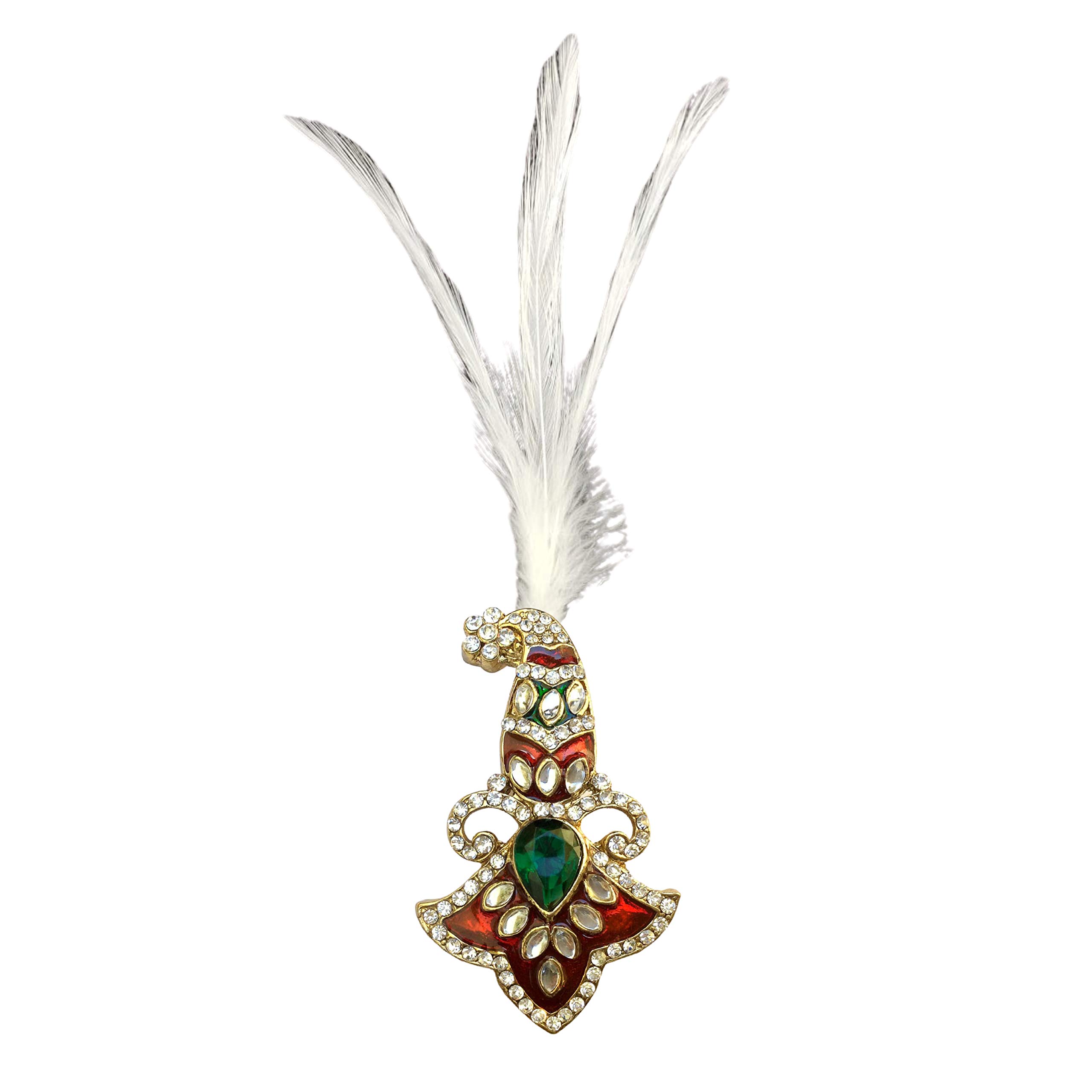 fure Metal Traditional Kilangi Brooch (Golden) with Feather for Men-picture-10
