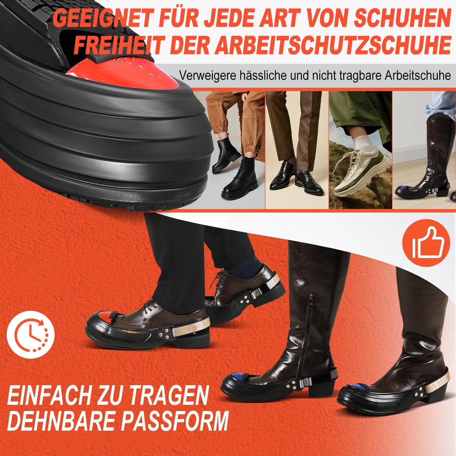 LG08 Sicherheits-Überschuhe mit Stahlzehenschutz, Titanlegierung, rutschfest & ölbeständig (FO), Sicherheitsschuhe Überzieher Stahlkappe für Industrie,M(36-41)