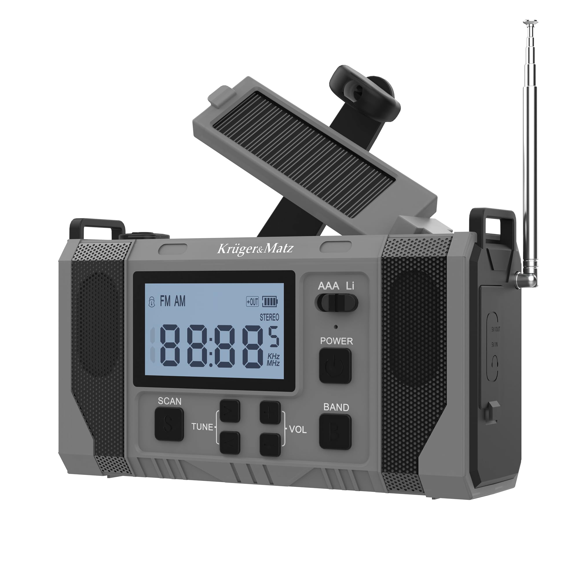 Radio solarne przenośne SOS powerbank 10000mAh latarka dynamo Kruger&Matz