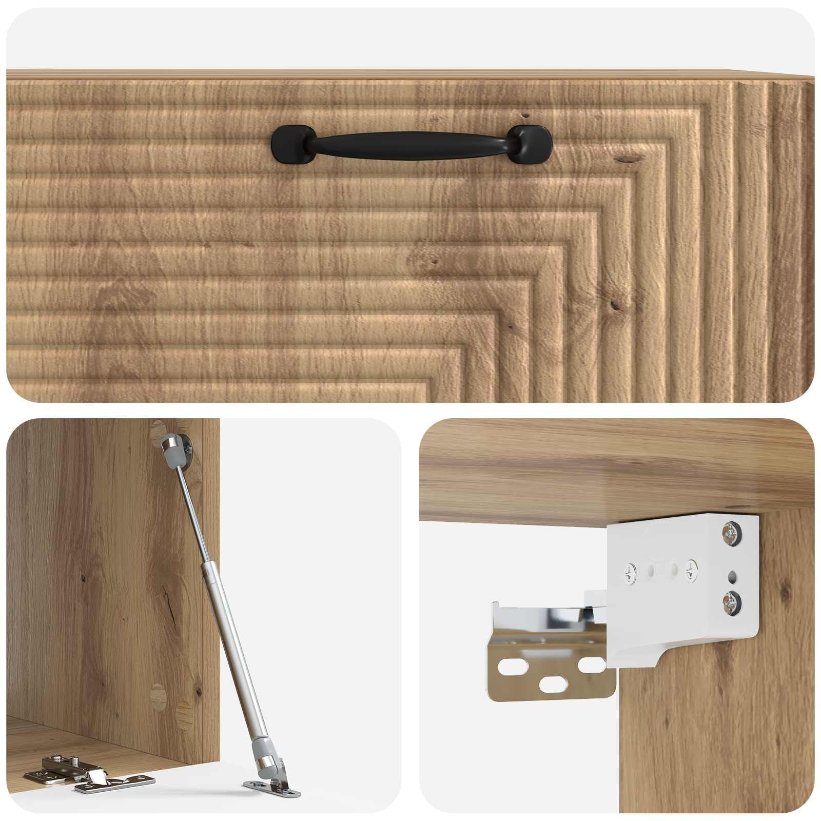 Mobile Porta TV da Muro in Legno Rovere Artigianale 78,5 x 41 x 30 cm con 2 Ante e Ampio Spazio di Archiviazione per Soggiorno Moderno, Supporto Parete e Consolle TV