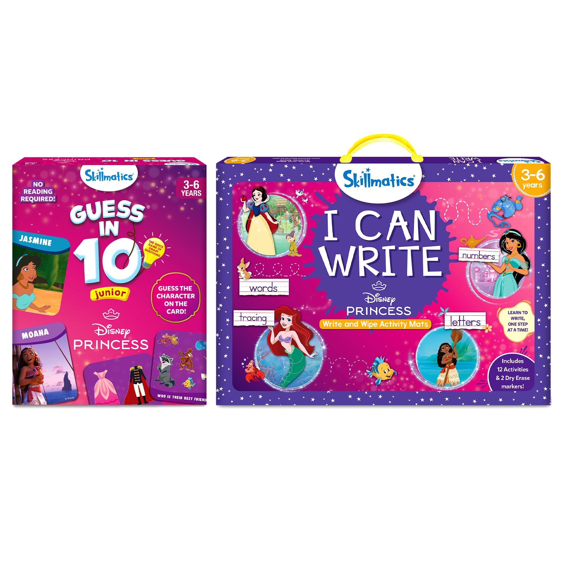 Skillmatics Guess in 10 Jr Disney Princess & I Can Write Disney Princess Bundle, DIY Creative Activity, Perfect for Kids Who Love Toys, Gifts for Girls and Boys Ages 3, 4, 5, 6