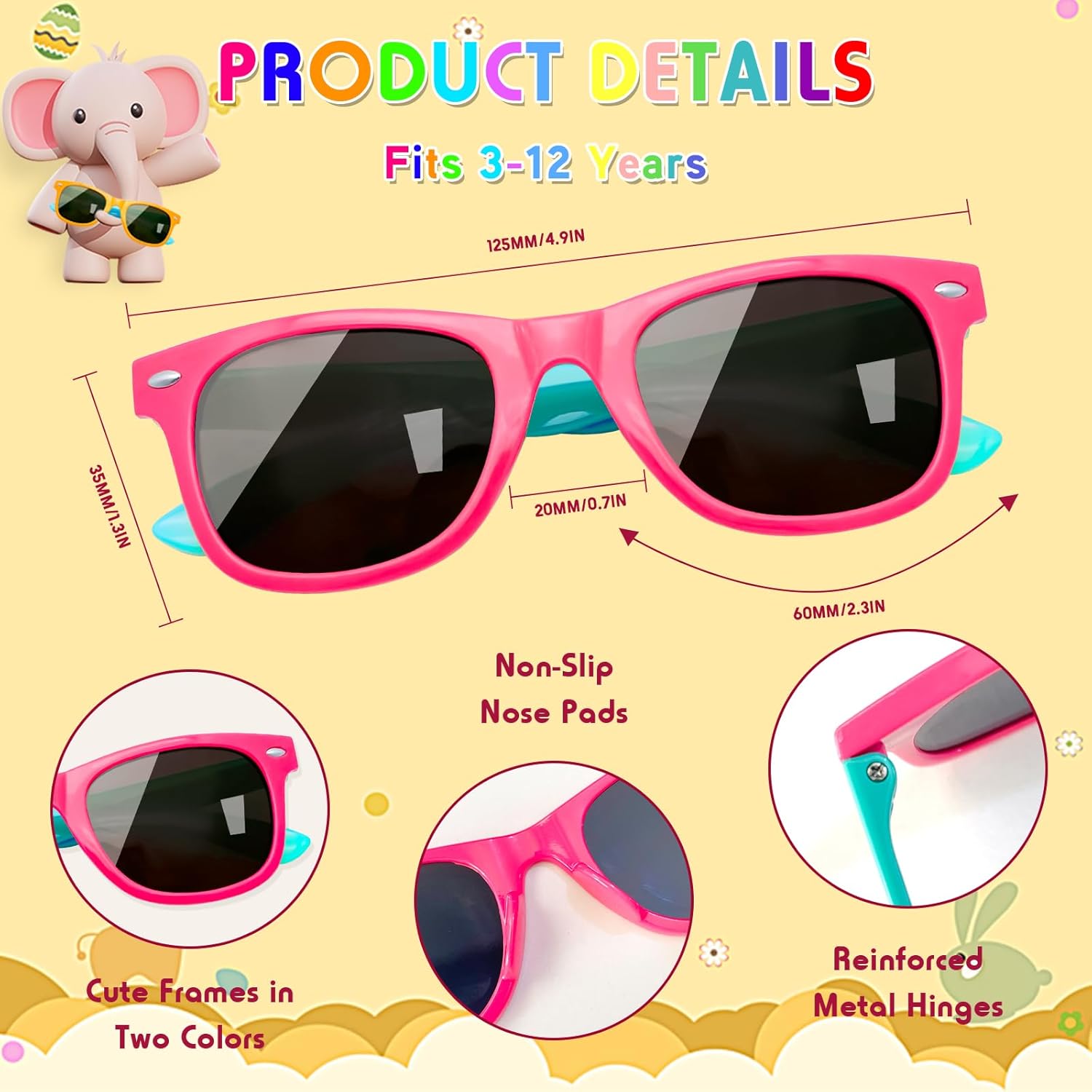 SUNOVELTIES 60 Pack Kids Sunglasses Bulk Toddler Classic Glasses Neon Colored Boy Girl Party Favors Outdoor Costume Eyewear