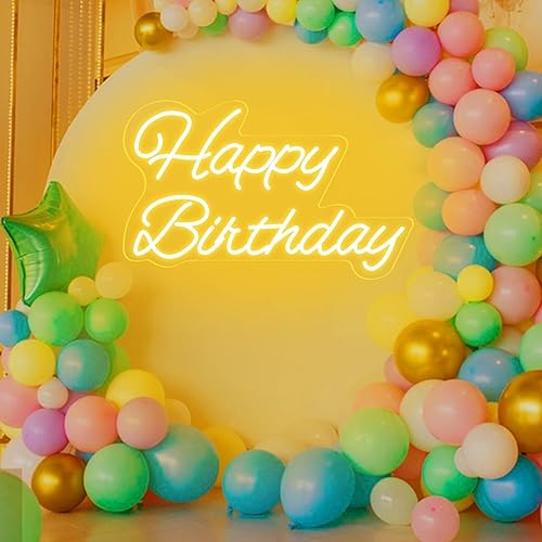 Miniatura 7 de Decorative Signage - 16.54x9.06in Acrylic Birthday Neon Sign, Warm Light, Reusable, USB Powered, Dimmable, Wall Mount, Includes Chain, Screws, Hooks