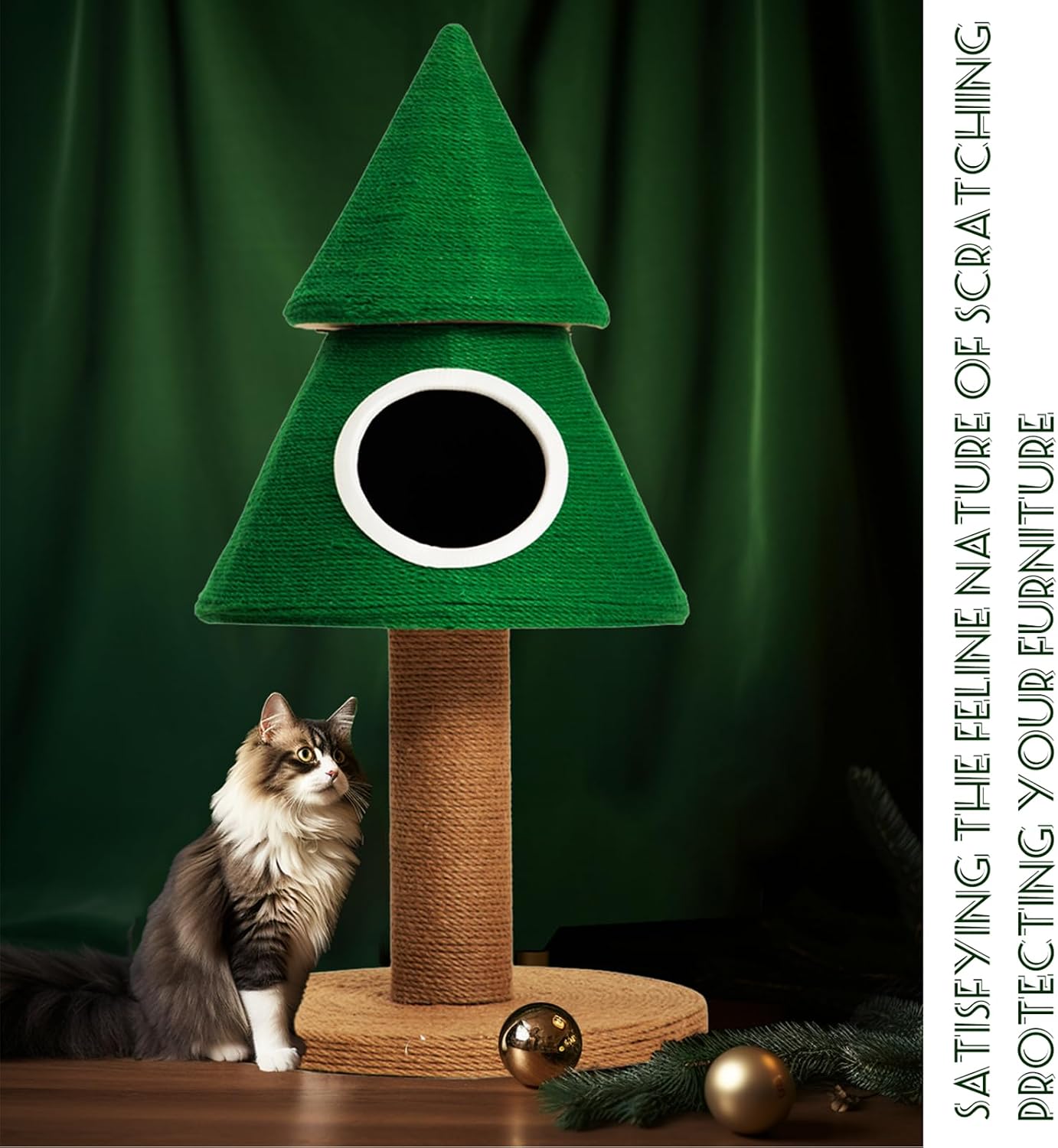 review Christmas Cat Houses & Condos with Cat Scratching Post for Indoor Cats - Jute Cat Scratching Tree Heavy Duty Cat Scratching Tree Tower Handmade from Natural Jute Rope (Christmas Cat Tree-M)