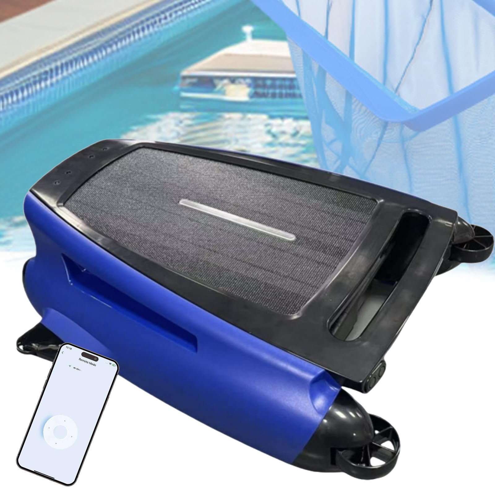 DOZPAL Solar Pool Skimmer with APP Support for All Swimming Pool Types, Robotic Pool Sur-face Cleaner with APP Control and 24/7 Continuous Cleaning, Smart Obstacle Avoidance B