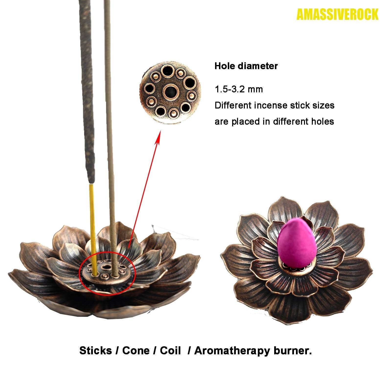 Räucherstäbchen Räuchergefäß Halter Poröser Lotus-Räucherstäbchenhalter, Haushalt, Sandelholzbrenner, Räuchertablett Zuhause Büro Yoga(Gold)