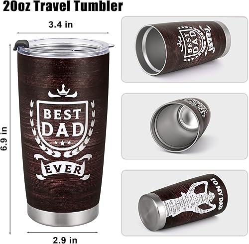 Miniatura 7 de GINGPROUS Regalos para papá de hija, vaso de viaje aislado con texto en inglés "To My Dad Ever", regalos del día del padre para papá de parte de la