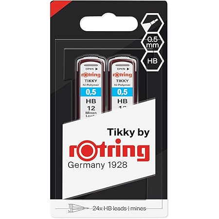Rotring Mines 1904836 Lot de 2 Recharges pour porte-mine Gris